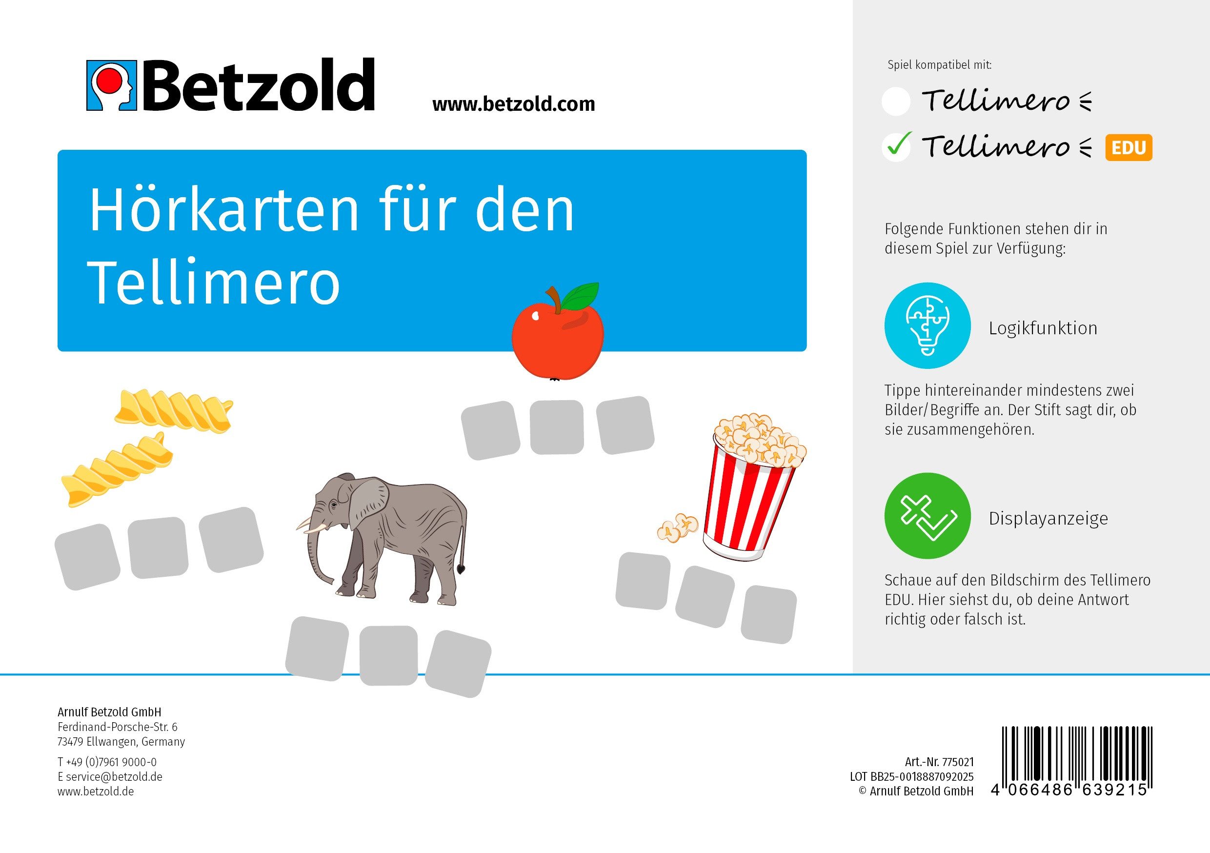 Tellimero Lernspielzeug EDU Hörkarten Lernkarten Buchstaben