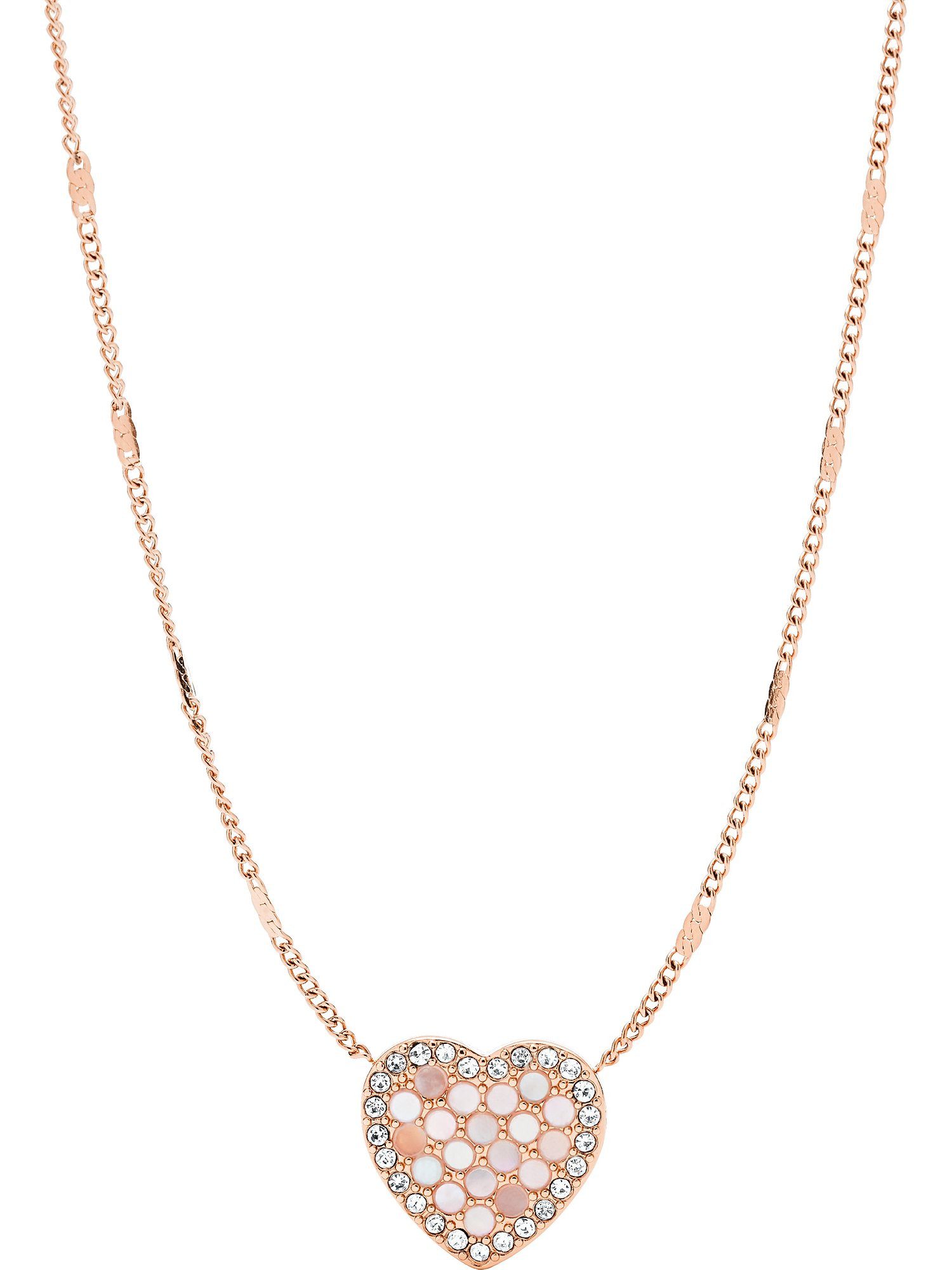 Collier Fossil Damen-Kette Edelstahl Farbstein Herz