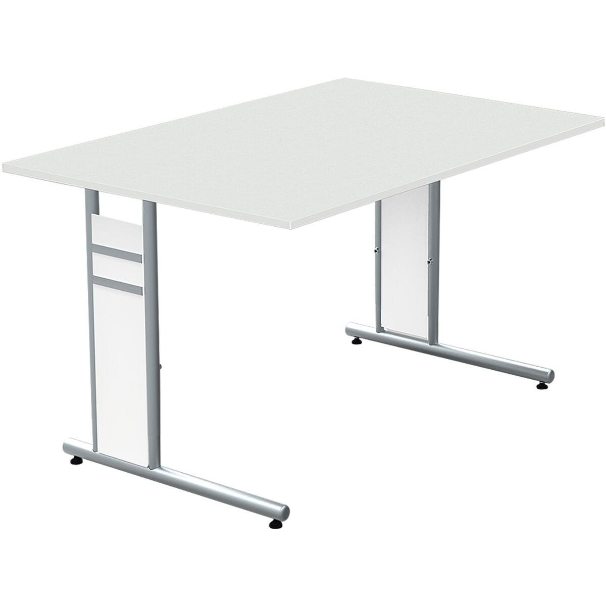 KERKMANN Schreibtisch Stage One, manuell Höhenverstellbar, C-Fuß mit weißer Blende