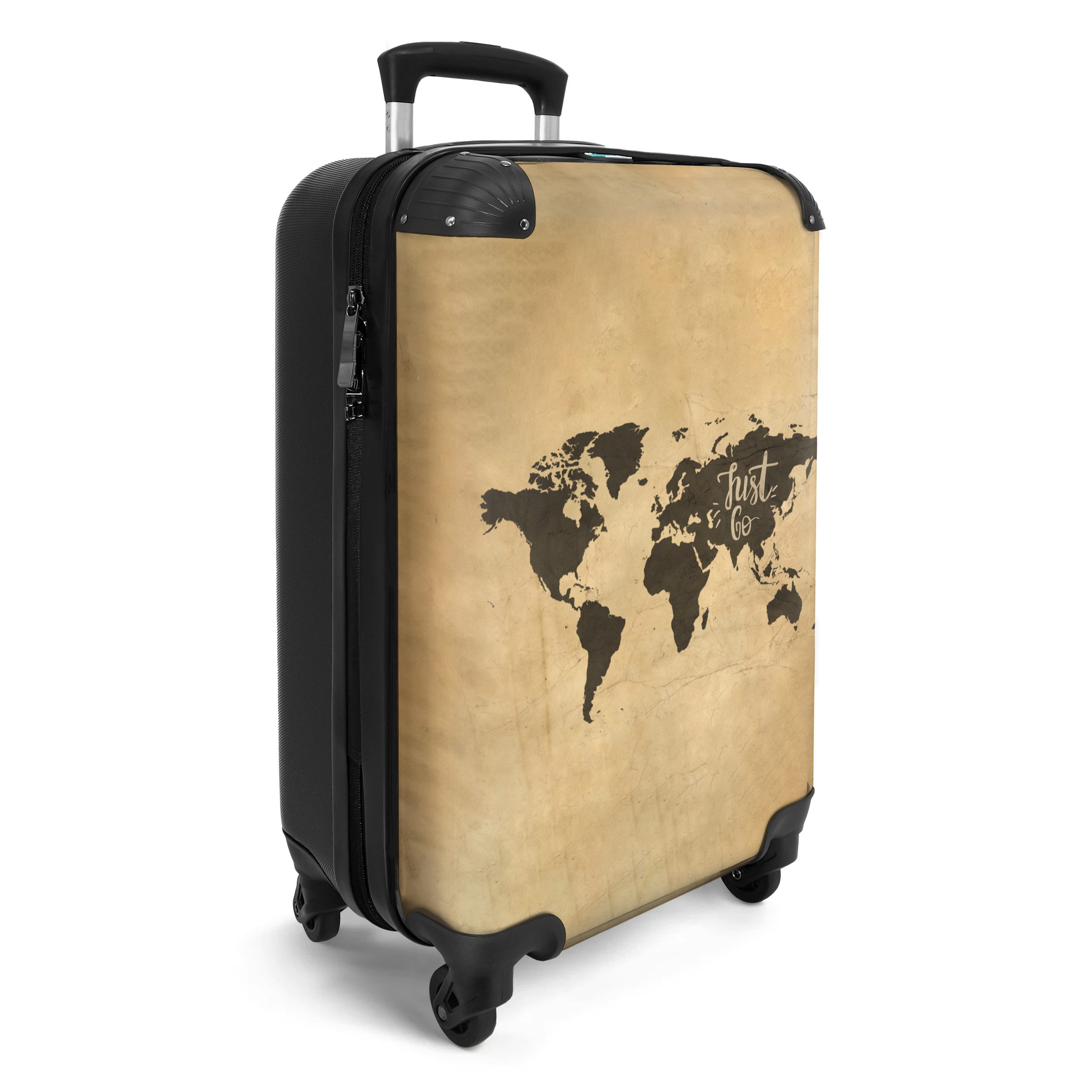 NoBoringSuitcases.com© Hartschalen-Trolley Weltkarte - Vintage - günstig online kaufen