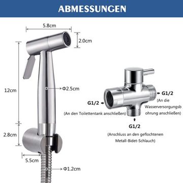 HYTIREBY Seitenbrause Bidet Edelstahl-Bidet-Duschkopf und Armaturen