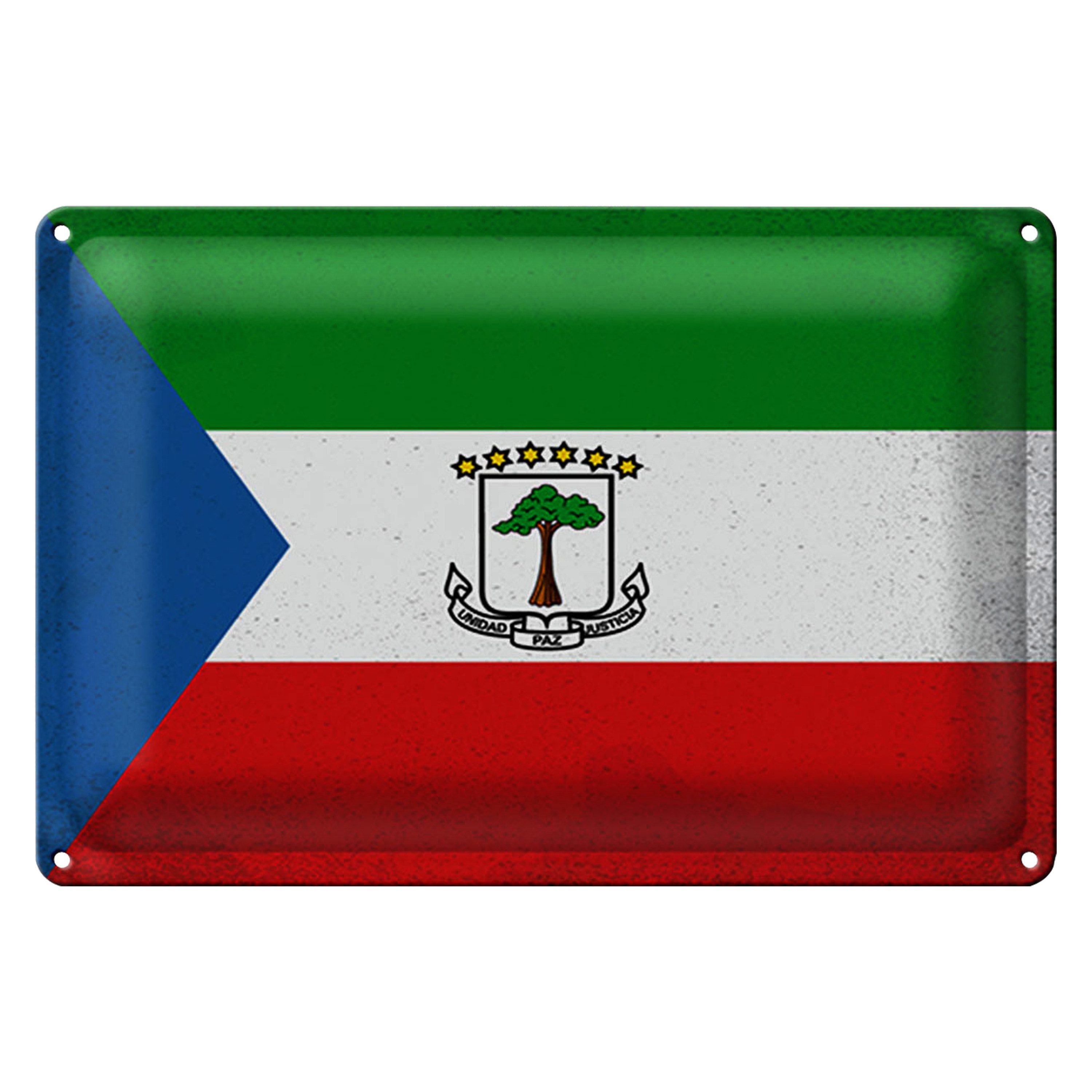 Metallschild Flagge Äquatorialguinea 18x12cm Flag Vintage