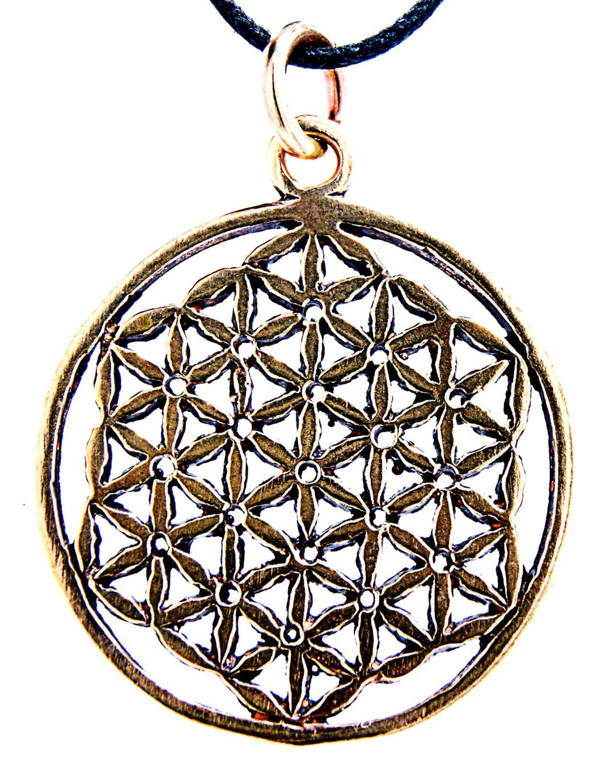 Kiss of Leather Kettenanhänger Blume des Lebens Anhänger Bronze Flower of Life Harmonie Nr 85