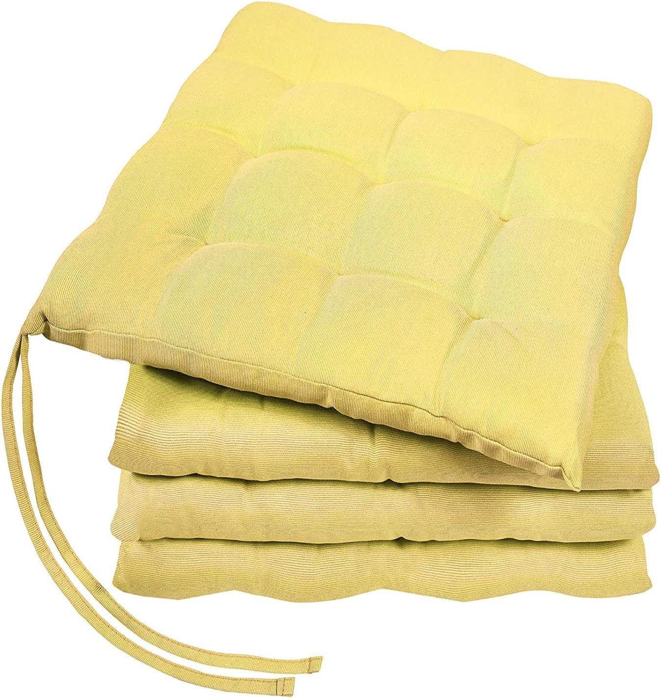 GREEN MARK Textilien Sitzkissen Sitzkissen, Stuhlkissen für Außen oder Innen, weich gefüllt, 40x40cm Gelb