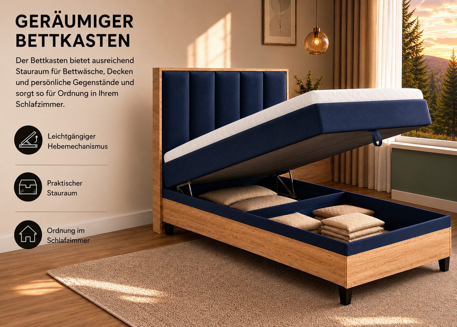 Best for Home Boxspringbett Einzelbett Trinity K-10 mit Bettkasten & Komfort Topper T30 (Bett, Polsterbett mit Stauraum, Jugendbett, Kinderbett versch. Größen, 4-St., 70x200 80x200 90x200 100x200 cm), Verschiedene Liefermöglichkeiten, TOP Preis-Leistungs-Verhältnis