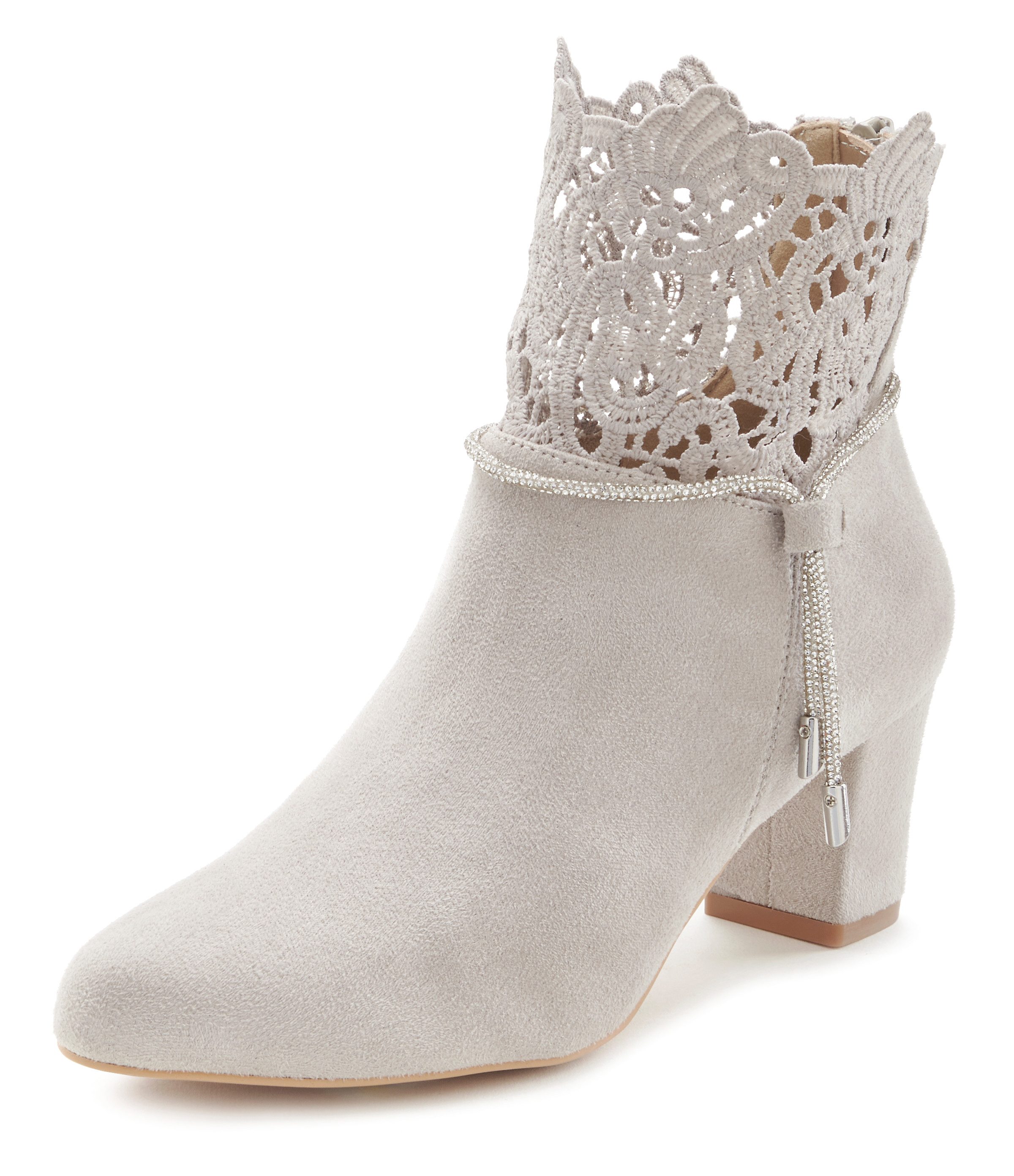 LASCANA Stiefelette mit elegantem Spitzenbesatz, Stiefel, günstig online kaufen