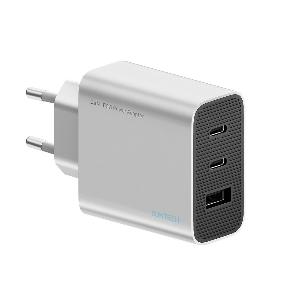 Cuktech GaN-Netzteil Mehrfachladegerät USB-Ladegerät (Spar-Set, 1-tlg., 5x3x3cm kompakt, 65W GaN, 3 Anschlüsse, kompakt, 160g)