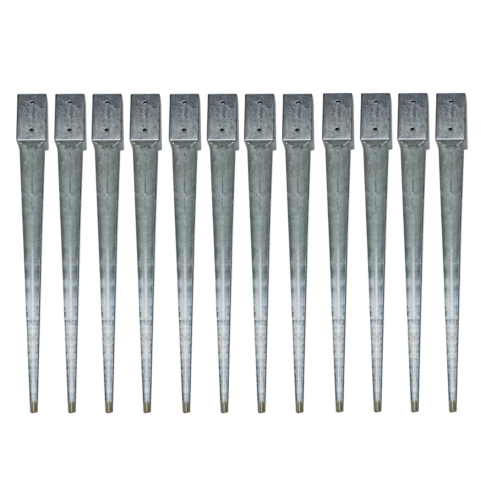 ESTEXO Einschlagbodenhülse Einschlaghülse Erdanker 81x81x900mm 12x Vierkant Bodenhülse