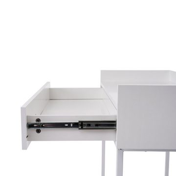 OKWISH Sideboard (Schminktisch Mit ein Schubladen und Spiegel, Kommode), 95 x 40 x 93 cm, Weiß