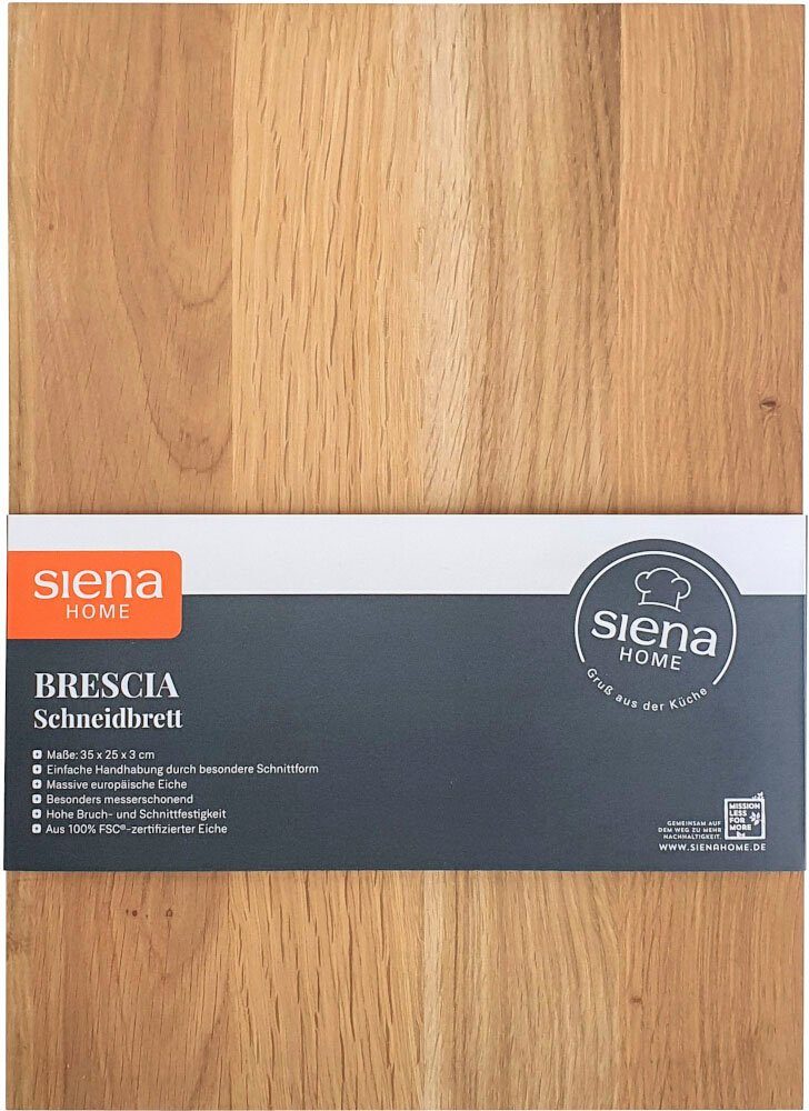 Siena Home Schneidebrett Brescia, Eichenholz, (1-St), 45° Griff, aus FSC®-zertifiziertem Eichenholz