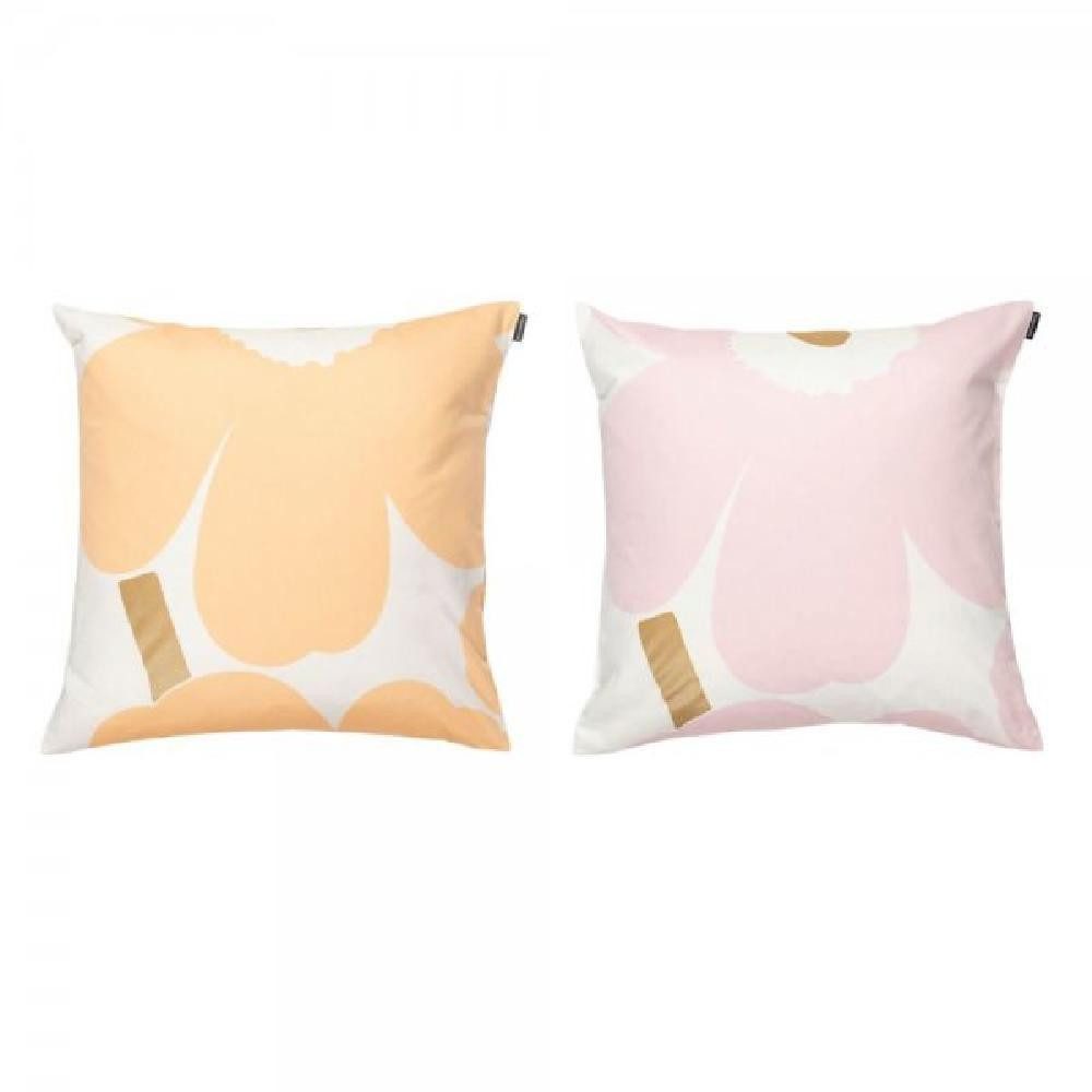 Marimekko Kissenhülle Kissenbezug Unikko Weiß Rosa Aprikose Gold (50x50cm) (2-teilig)