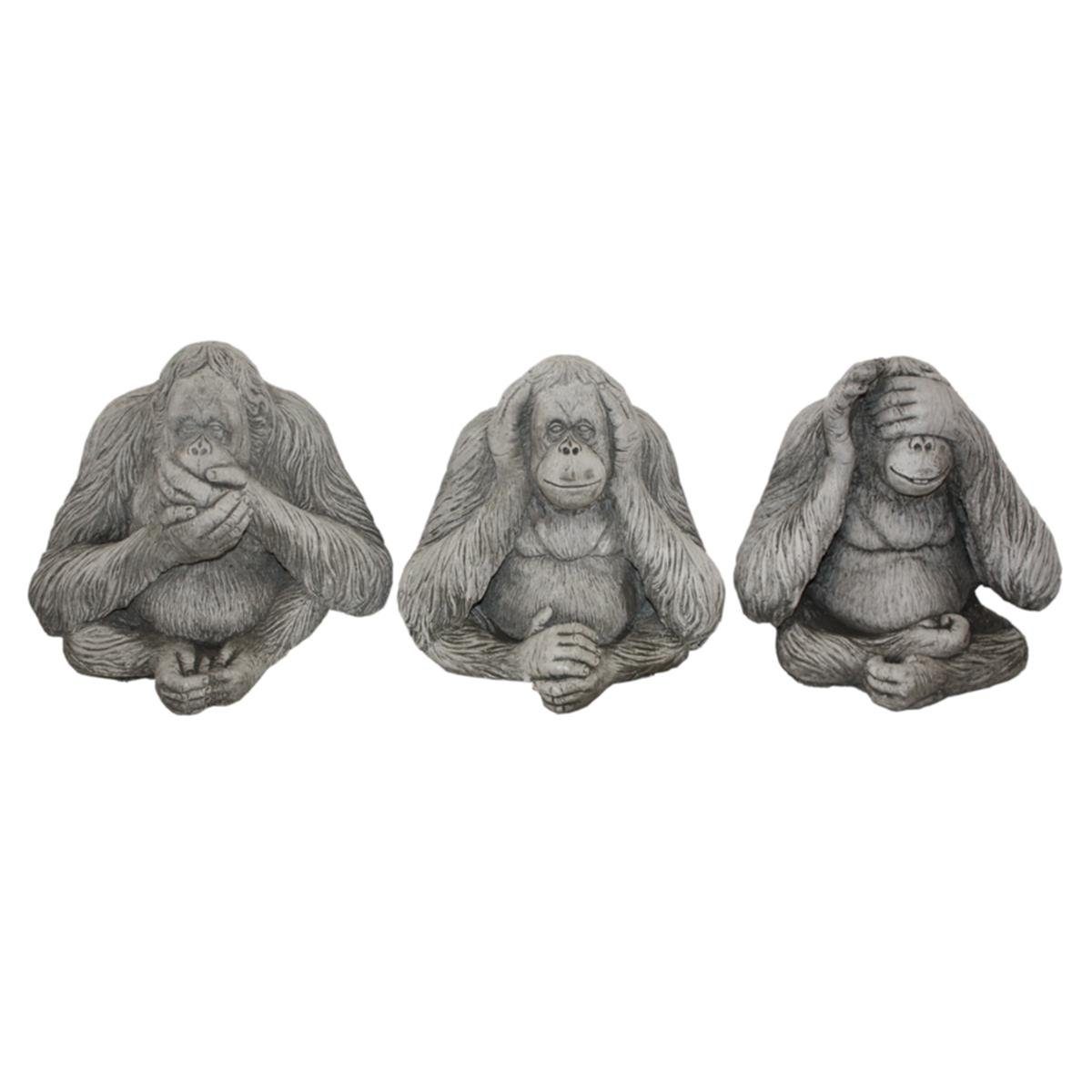 440s Gartenfigur 440s Die-Drei-Affen Orang-Utan-Set Antiksteinguss H ca. 23 cm, (Set)