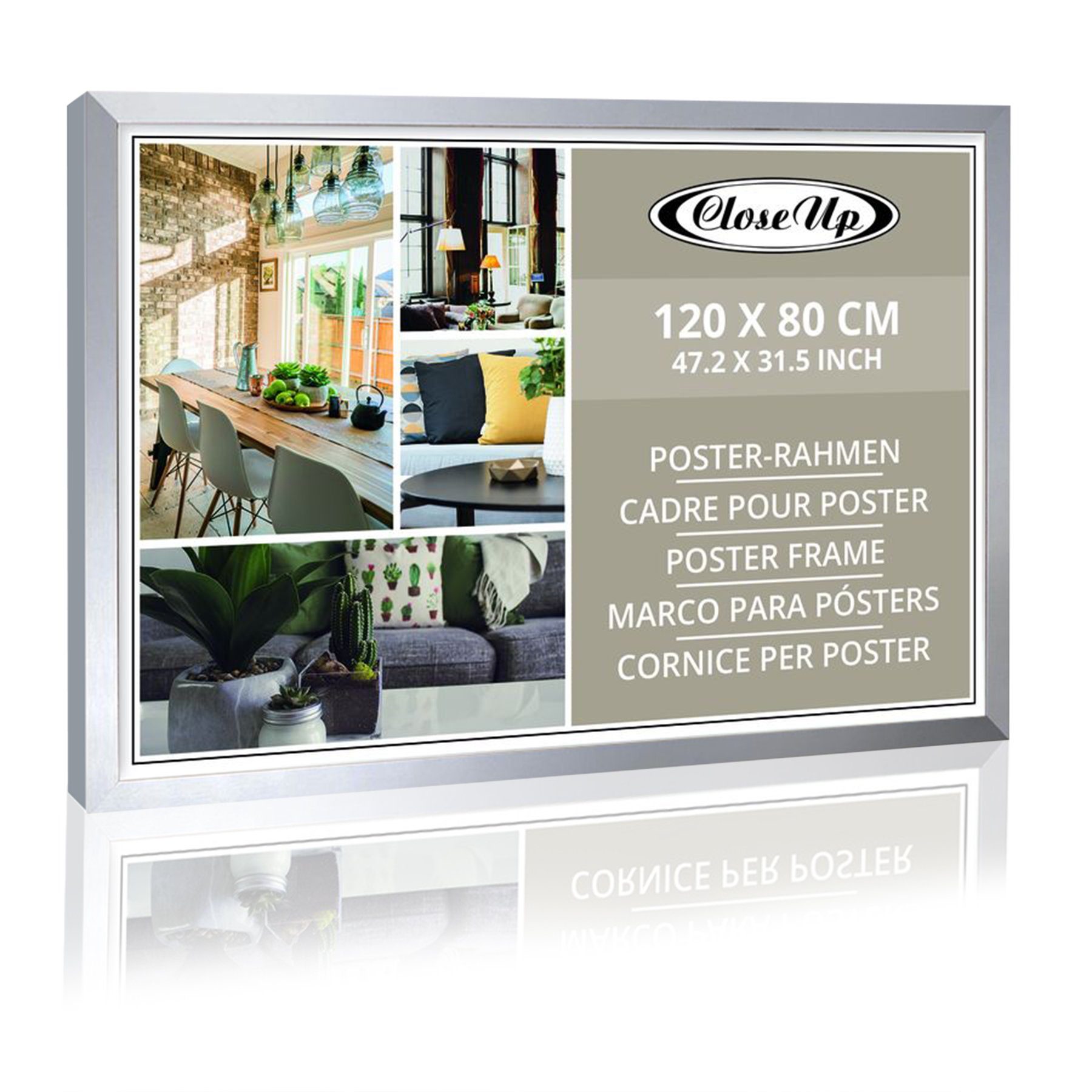 Close Up Bilderrahmen Posterrahmen 80 x 120 cm silber günstig online kaufen