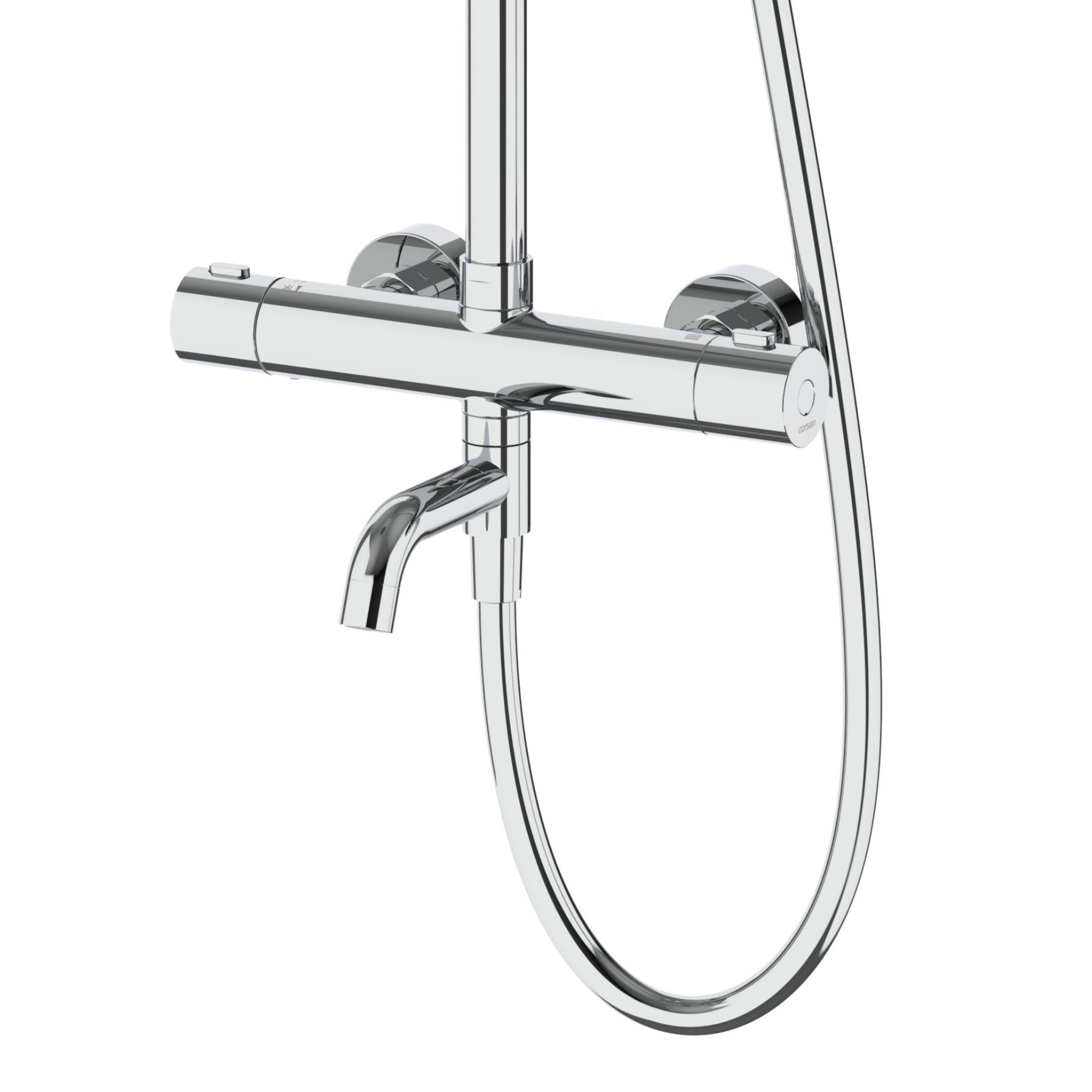 KOLMAN Duschsystem LUGO Thermostatisch Brausegarnitur Regendusche mit Aushlauf in Chrom, Höhe 180 cm