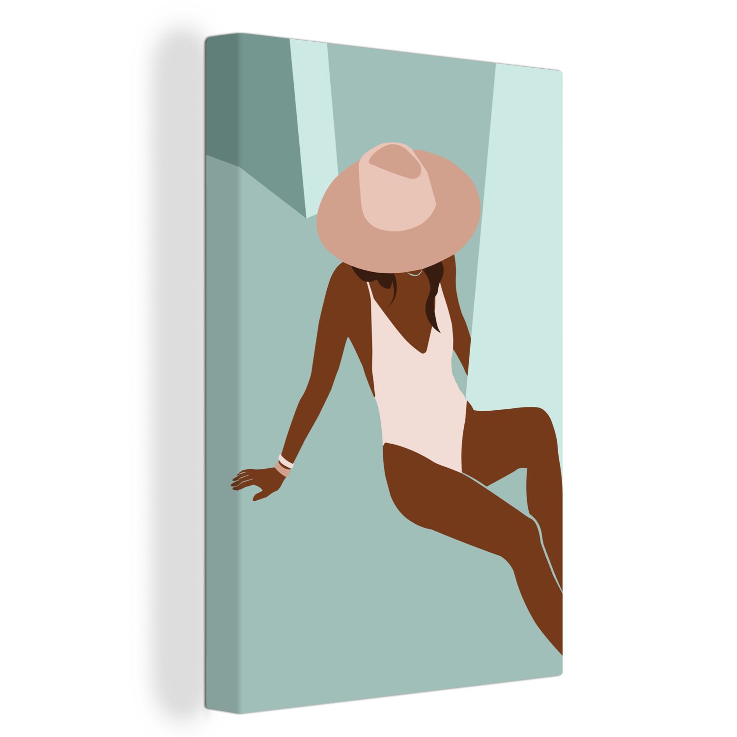 Frauen inkl. OneMillionCanvasses® (1 cm bespannt St), fertig Leinwandbild Leinwandbild Sommer Badeanzug, - Gemälde, 20x30 - Zackenaufhänger,