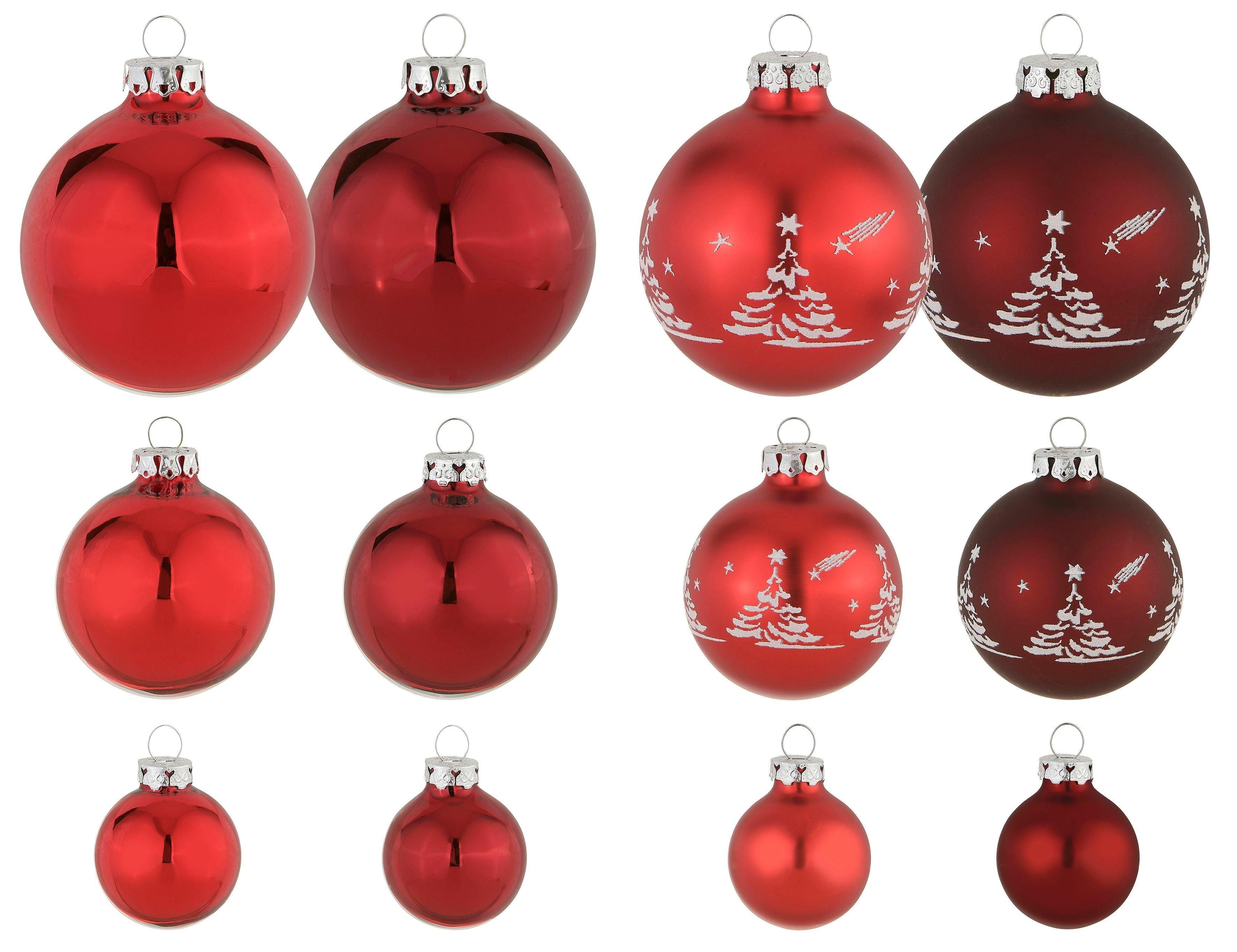 my home Weihnachtsbaumkugel Advent, Weihnachtsdeko rot, Christbaumschmuck,  Christbaumkugeln Glas (30 St), mundgeblasen und handdekoriert