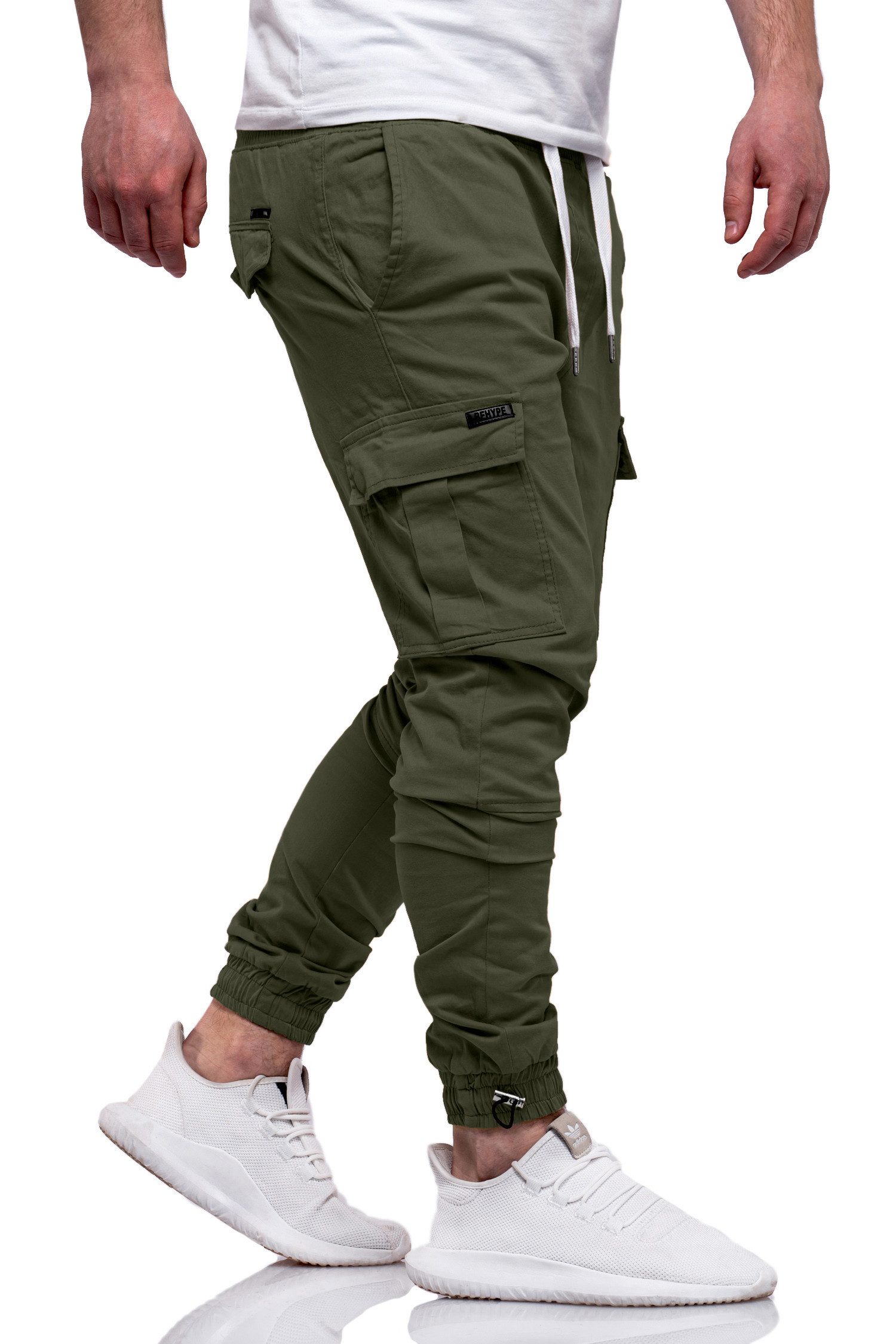 DAILY COTTON Cargohose mit elastischem Bund Slim-Fit Herren Jogger-Hose Jeans mit Gummibund & Cargo-Taschen Pants