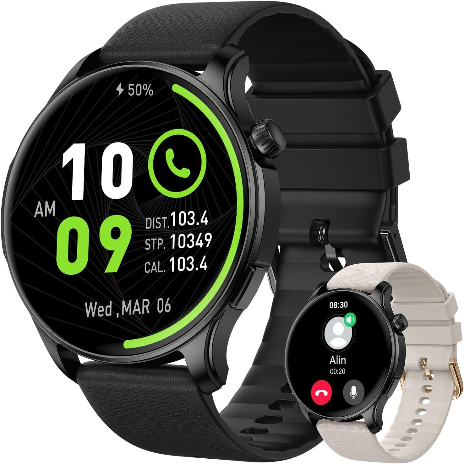 Kimeag S67 Smartwatch (3,6 cm, android ios), Smartwatch mit Telefonfunktion Fitness Uhr mit 112 Sportmodi