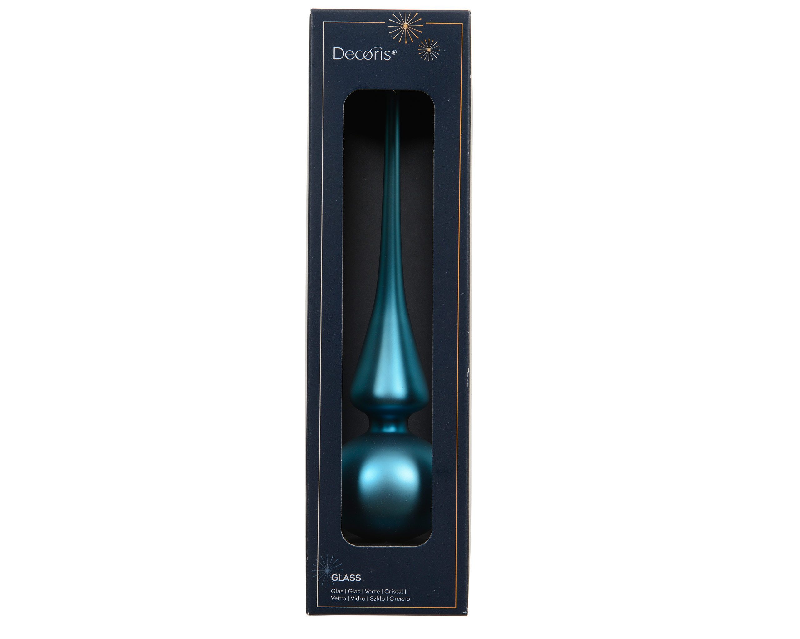 Kaemingk Christbaumspitze, Christbaumspitze Glas 26cm - Folkloreblau matt