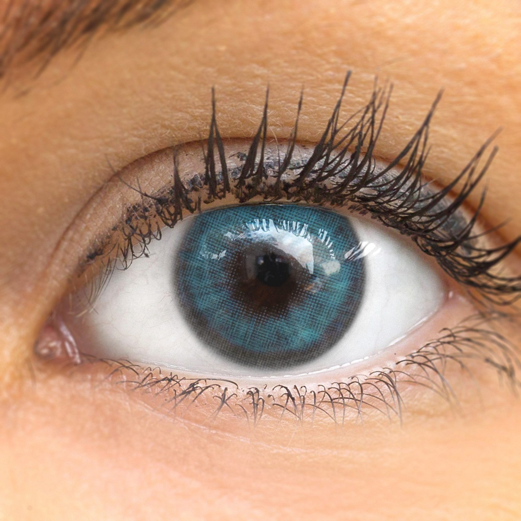 GLAMLENS Monatslinsen Kontaktlinsen Blau farbig 'Lugo Blue' ohne Stärke farbige blaue