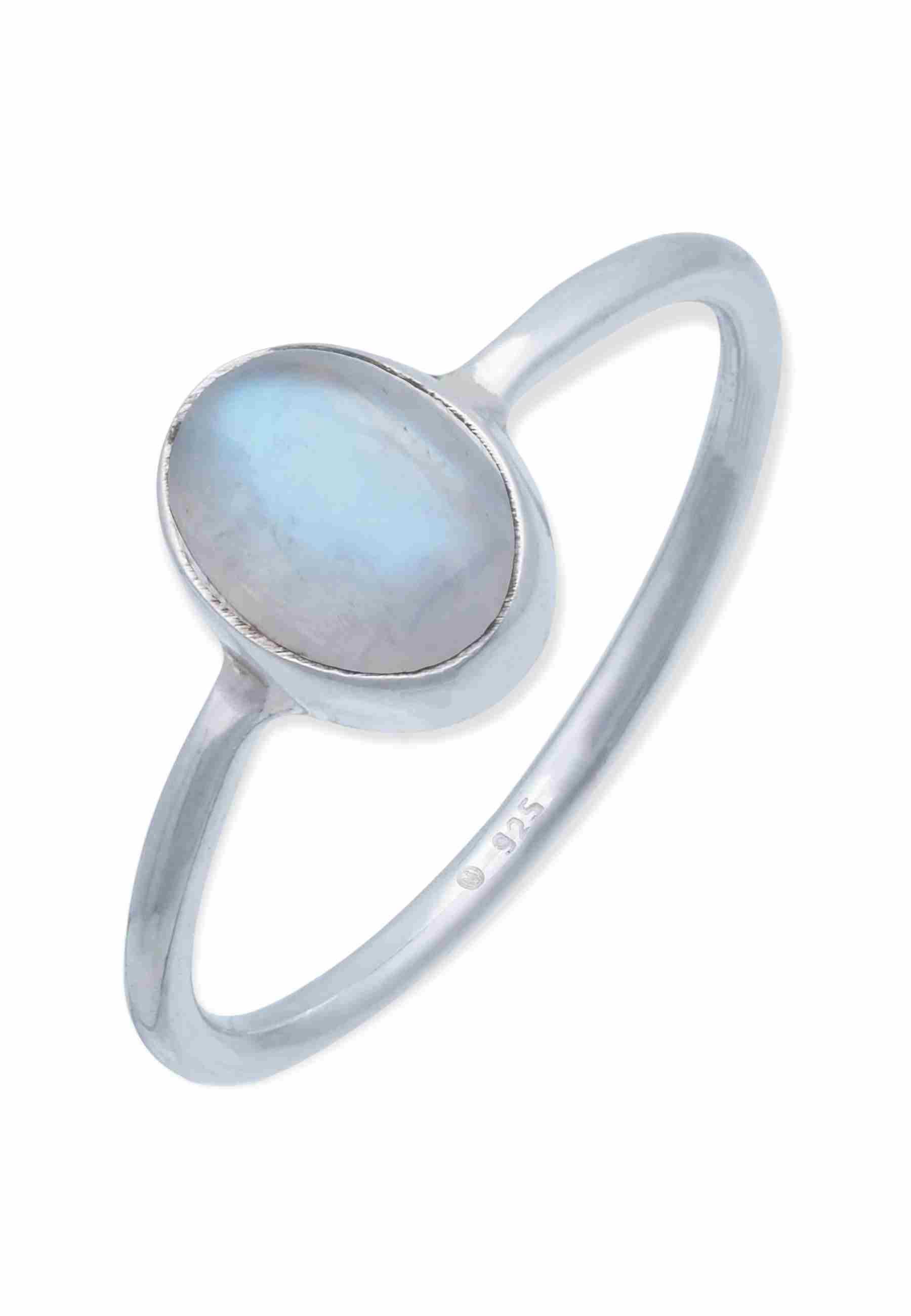 mantraroma Silberring SAMA oval aus 925 Silber mit Regenbogen Mondstein (Ri günstig online kaufen