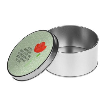 Mr. & Mrs. Panda Aufbewahrungsdose Blume Mohnblume - Blattgrün - Geschenk, Keksdose, Metalldose, Vorrats (1 St), Hochwertige Qualität