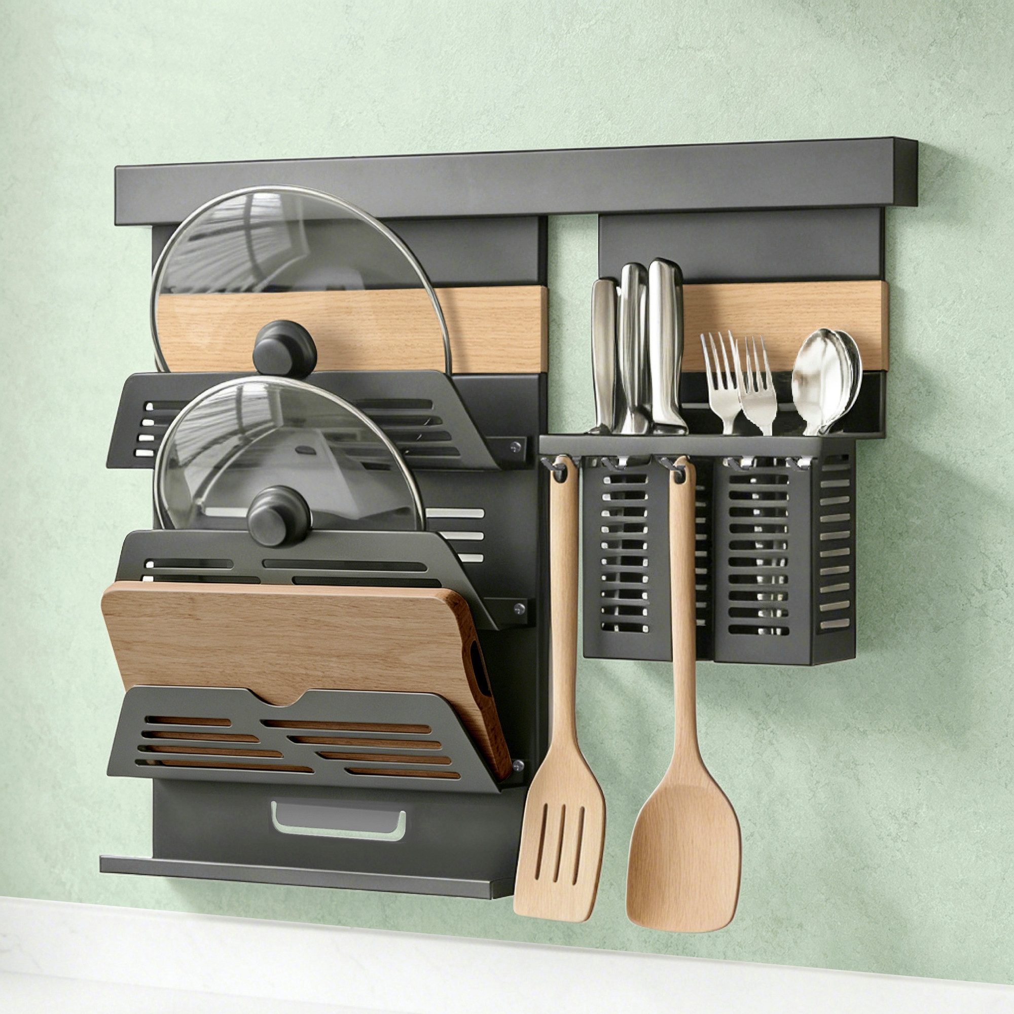 Mai & Mai Küchenregal Küchen Organizer Gewürzregal multifunktional Stahl verzinkt Reglo09-12, Flexible Varianten mit Haltern, optimale Raumnutzung in der Küche