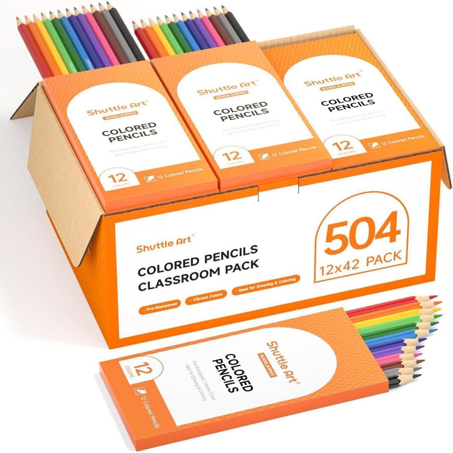 LuxusKollektion Buntstift Buntstifte Set 504 Kinder Farbstifte 12 Farben Holzstifte Großpackung