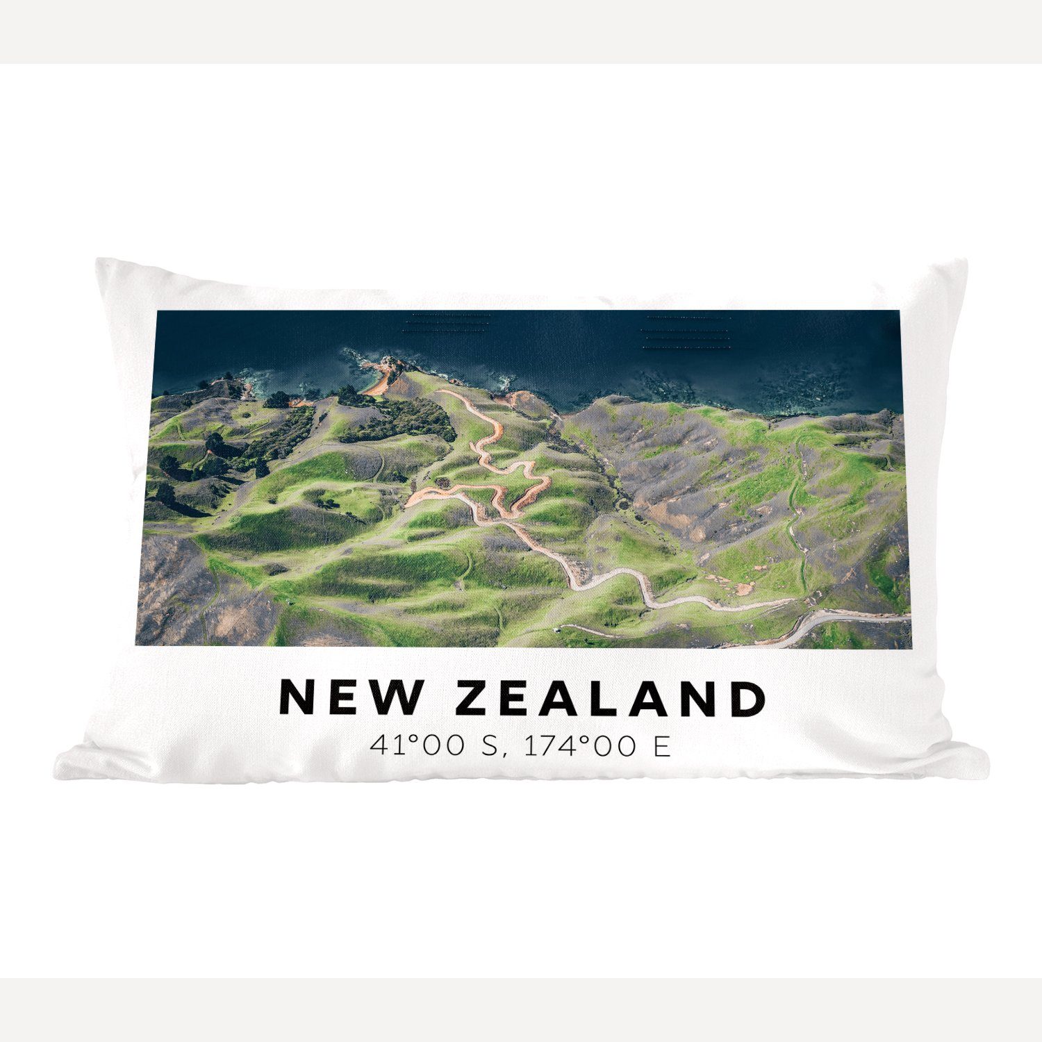 MuchoWow Dekokissen Neuseeland - Wasser - Grün - Strand, Wohzimmer Dekoration, Zierkissen, Dekokissen mit Füllung, Schlafzimmer | Dekokissen