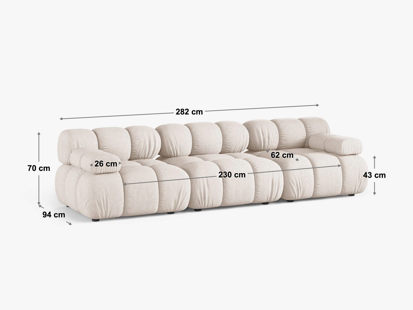 Micadoni Sofa Bellis, modular 3-Sitzer