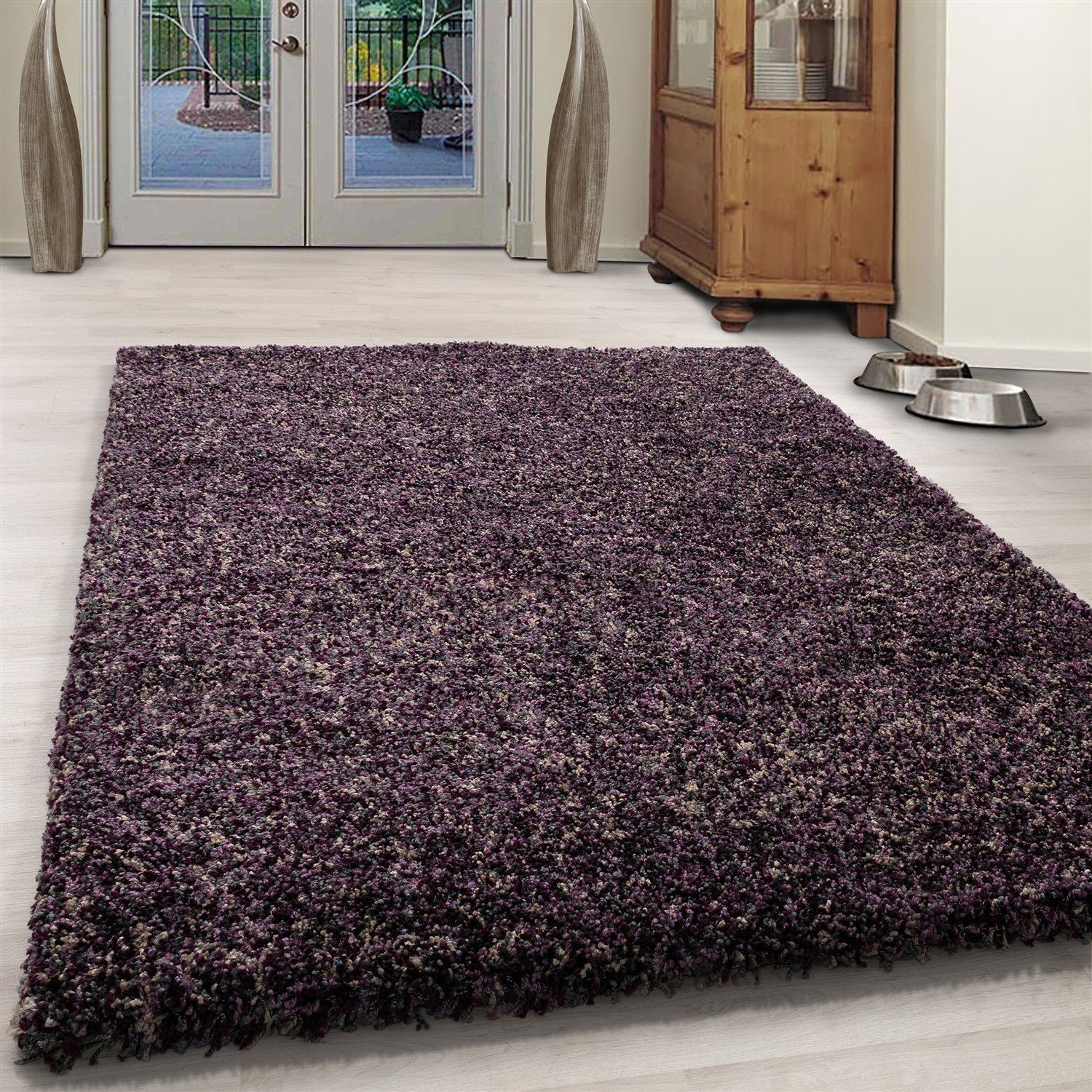 Hochflor-Teppich Meliert Langflorteppich Hochflorteppich Wohnzimmer weich, Giancasa Lila