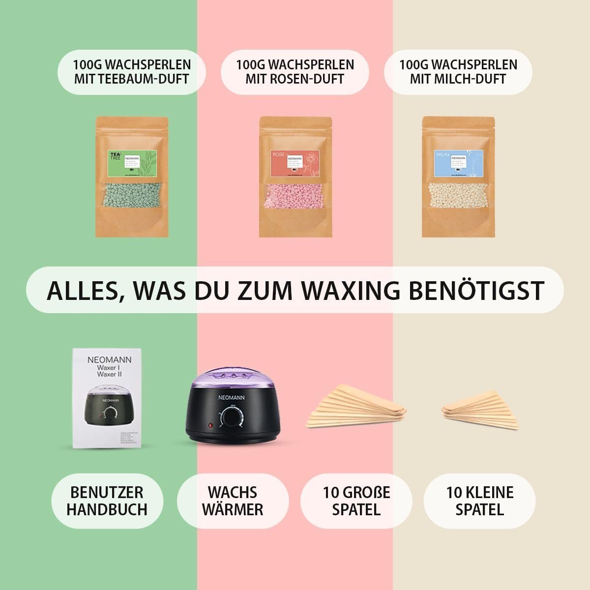 NEOMANN Warmwachs-Haarentferner Waxer II Waxing Kit für Frauen-Nicht klebend,teflonbeschichtet, Ganzkörper-Waxing