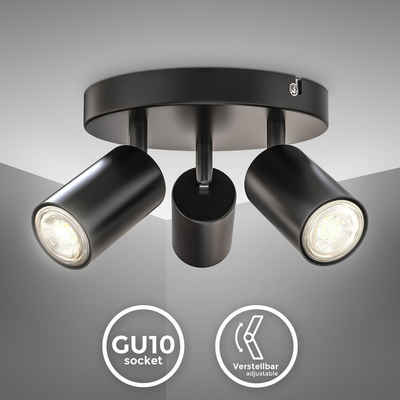 B.K.Licht LED Deckenspot BKL1447, ohne Leuchtmittel, 3-flammige Spotlampe rund schwenkbar drehbar GU10 Schwarz-Matt ohne Leuchtmittel