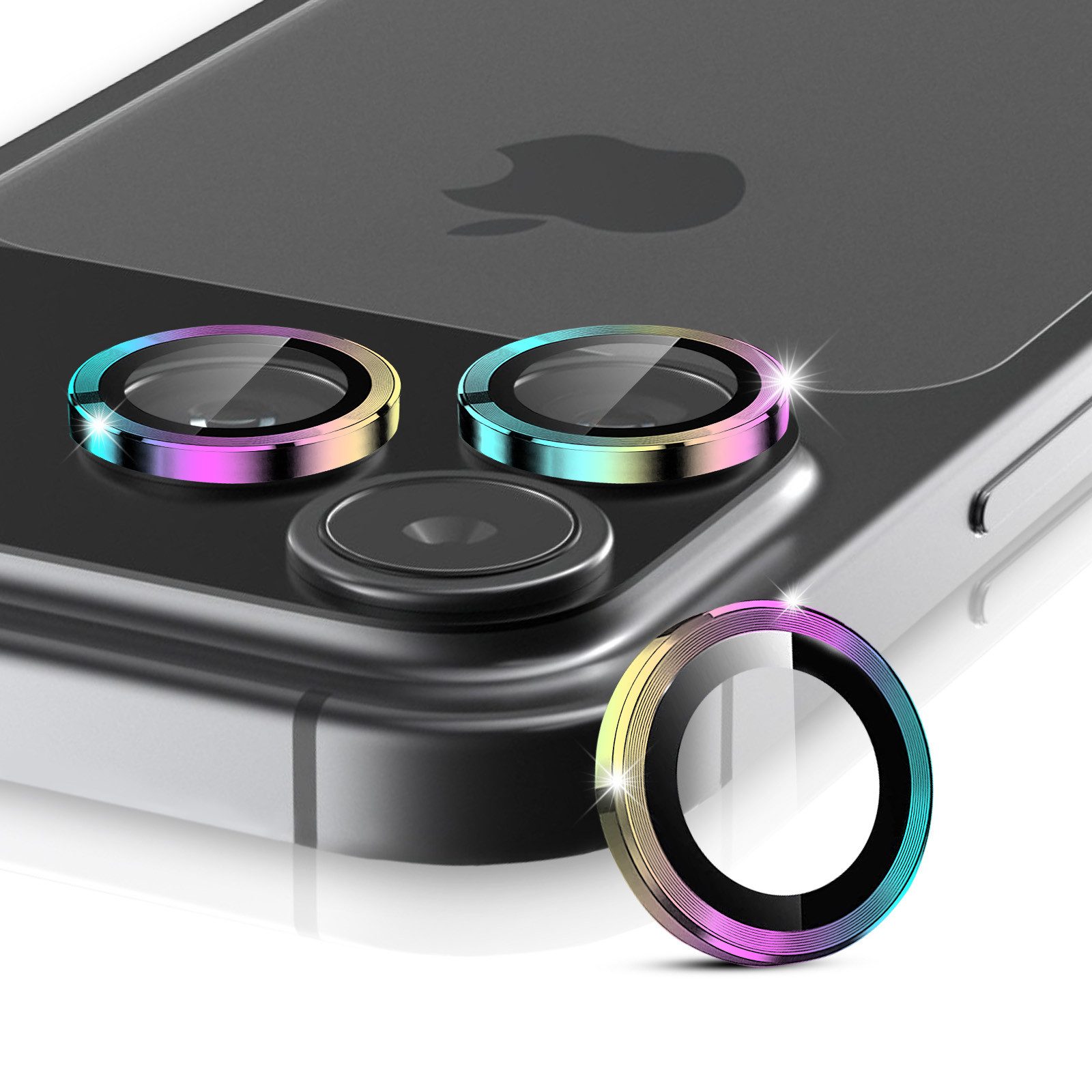 Tec-Expert Kameraschutzglas 9H Kameraglas Set in Regenbogenfarben für Apple iPhone 17 Pro Max für Apple iPhone 17 Pro Max, Linsenschutzglas Set, 1 Stück, Kameraschutz, Schutzglas, Linsenschutz, kratz- & stoßfest
