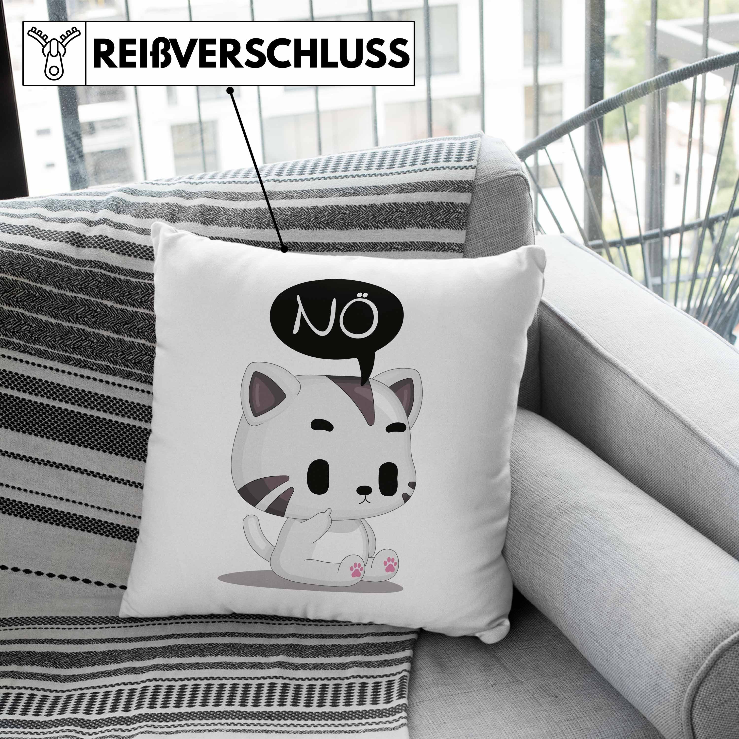 für Trendation mit Grau Lustige Kollegin Frauen Kaffeetasse 40x40 Katze Füllung Dekokissen Dekokissen Geschenkidee - Kissen Trendation Nö