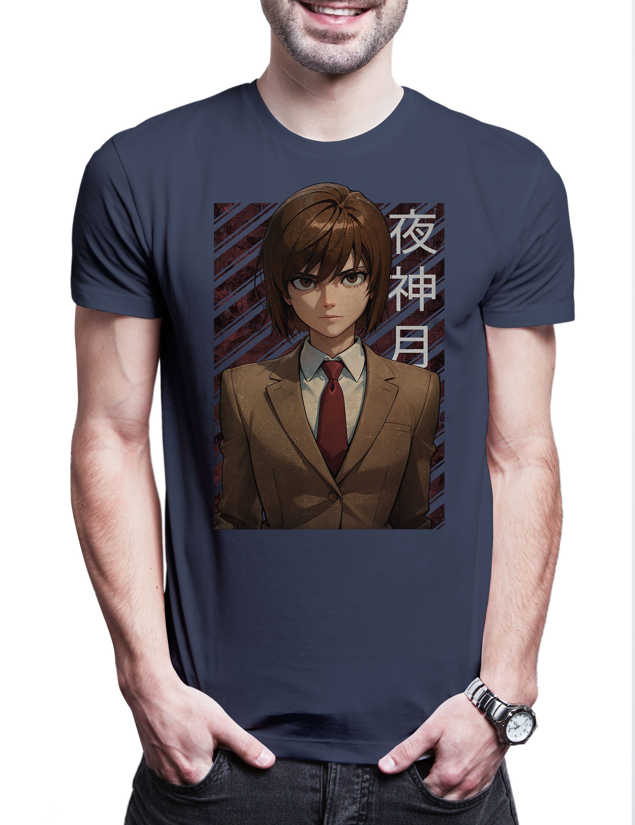 Print-Shirt Death Note Light Yagami Herren T-Shirt Light Note Kira Yagami L Sign