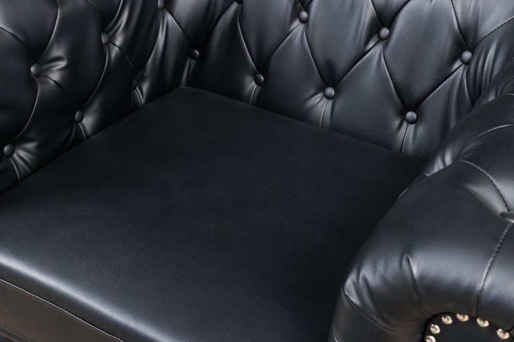 (Einzelartikel, · matt schwarz Knopfheftung Chesterfield-Sessel Design · · riess-ambiente CHESTERFIELD 110cm 1-St), Federkern Kunstleder · Wohnzimmer