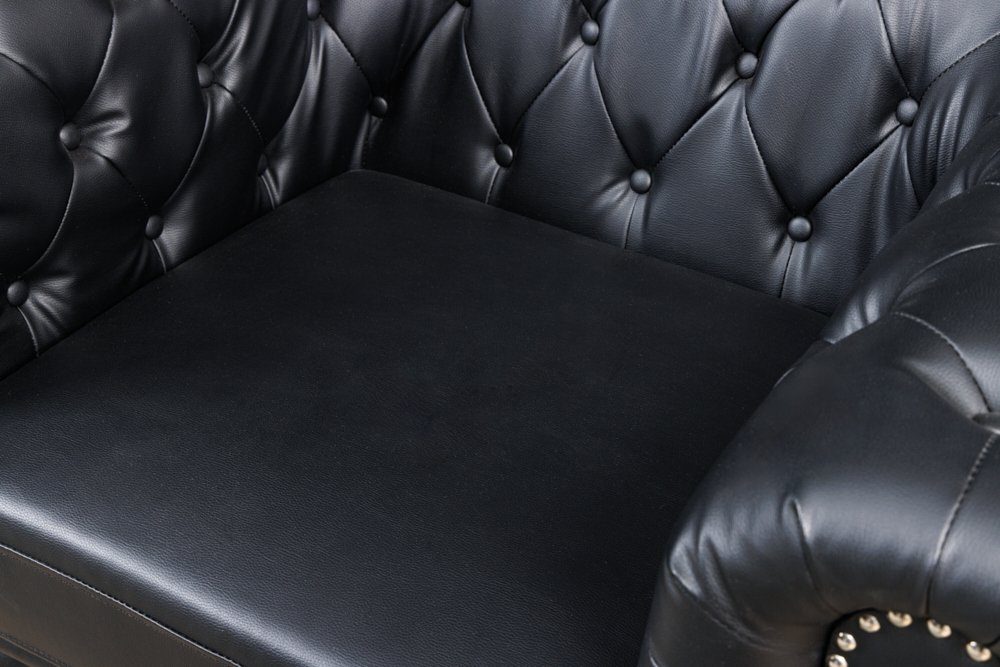 riess-ambiente Chesterfield-Sessel CHESTERFIELD 110cm matt schwarz (Einzelartikel, 1-St), Wohnzimmer · Kunstleder · Federkern · Knopfheftung · Design – Bild 4 von 5