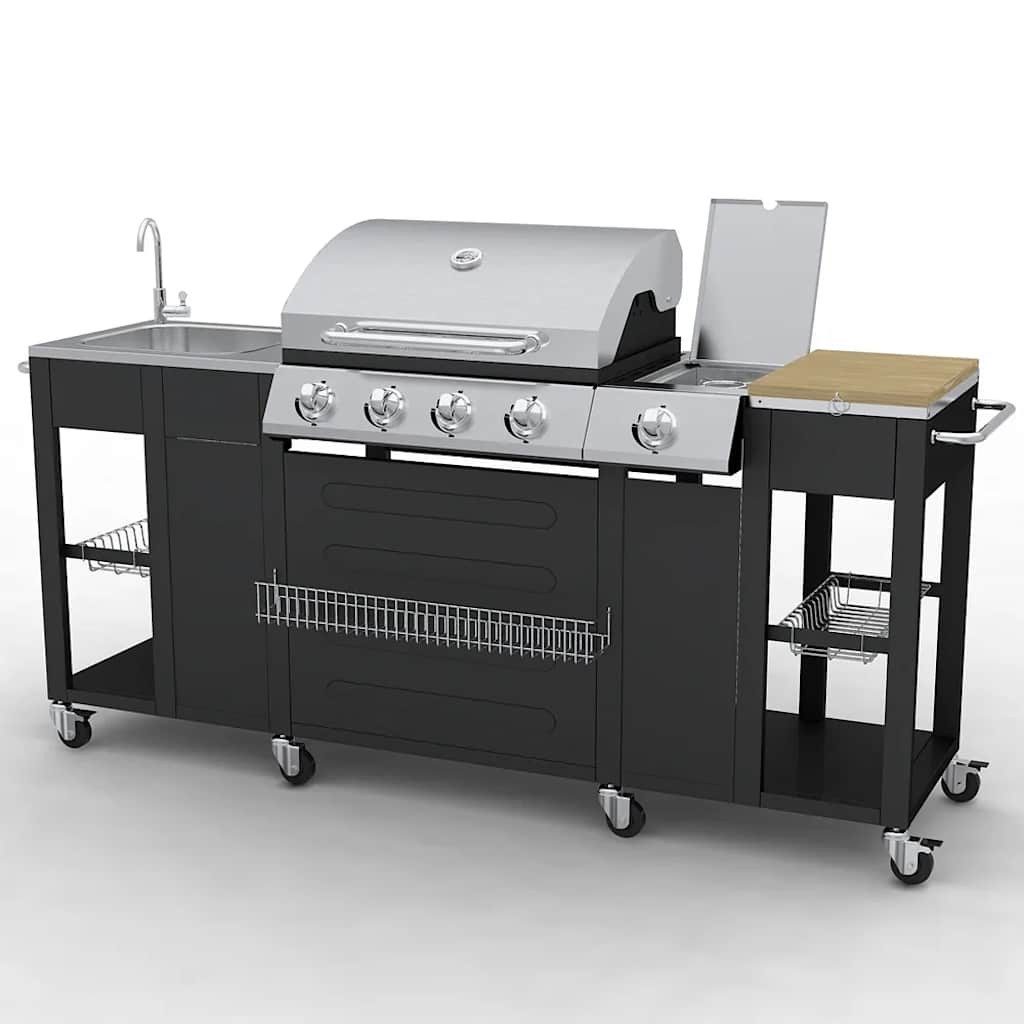 vidaXL Gasgrill Gasgrill mit 4+1 Flammen Schwarz