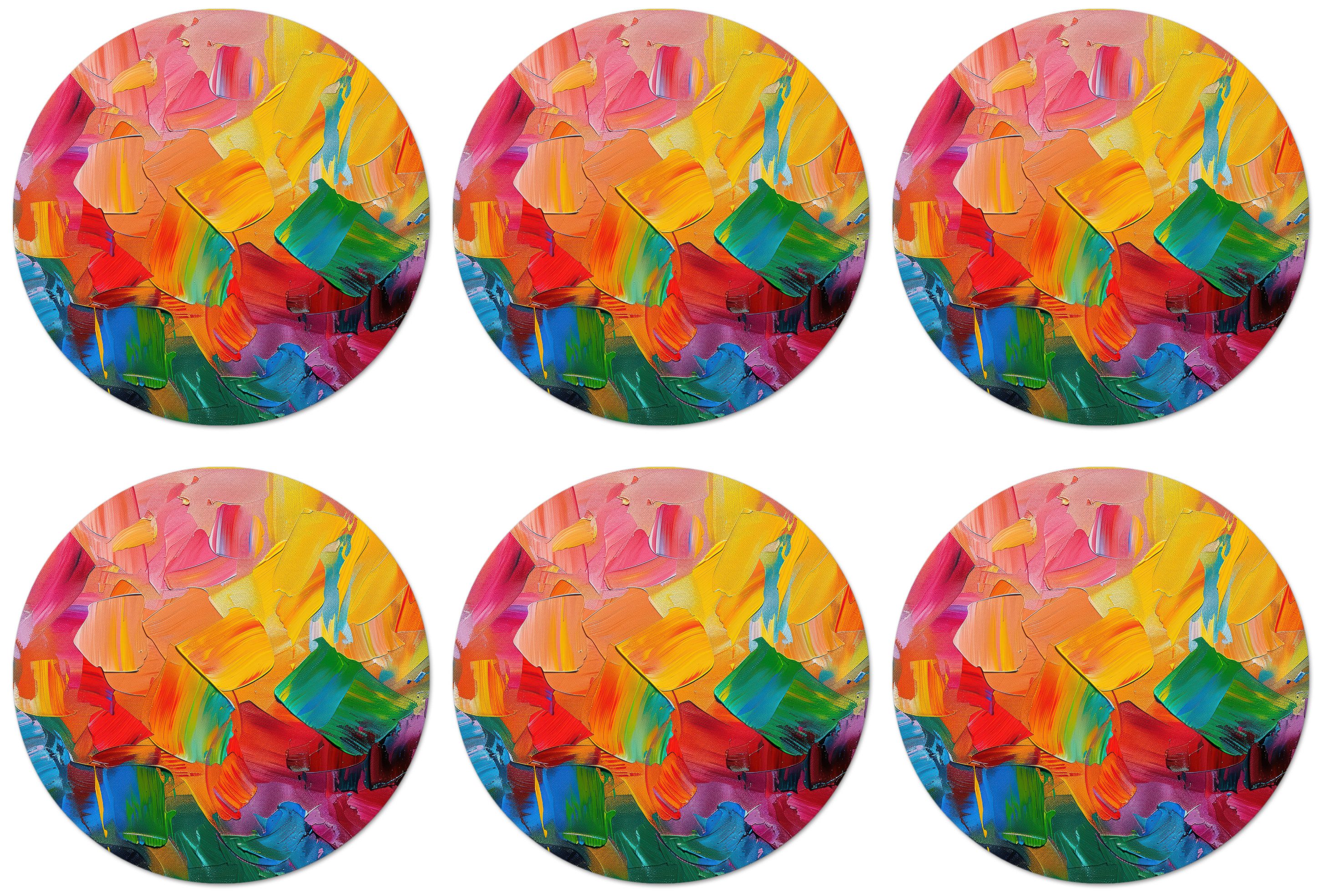 MuchoWow Glasuntersetzer Abstrakt - Lackierung - Modern - Farbenfroh, Zubehör für Gläser, 6-tlg., Getränkeuntersetzer, Rund, Tassenuntersetzer Kork, 10x10 cm