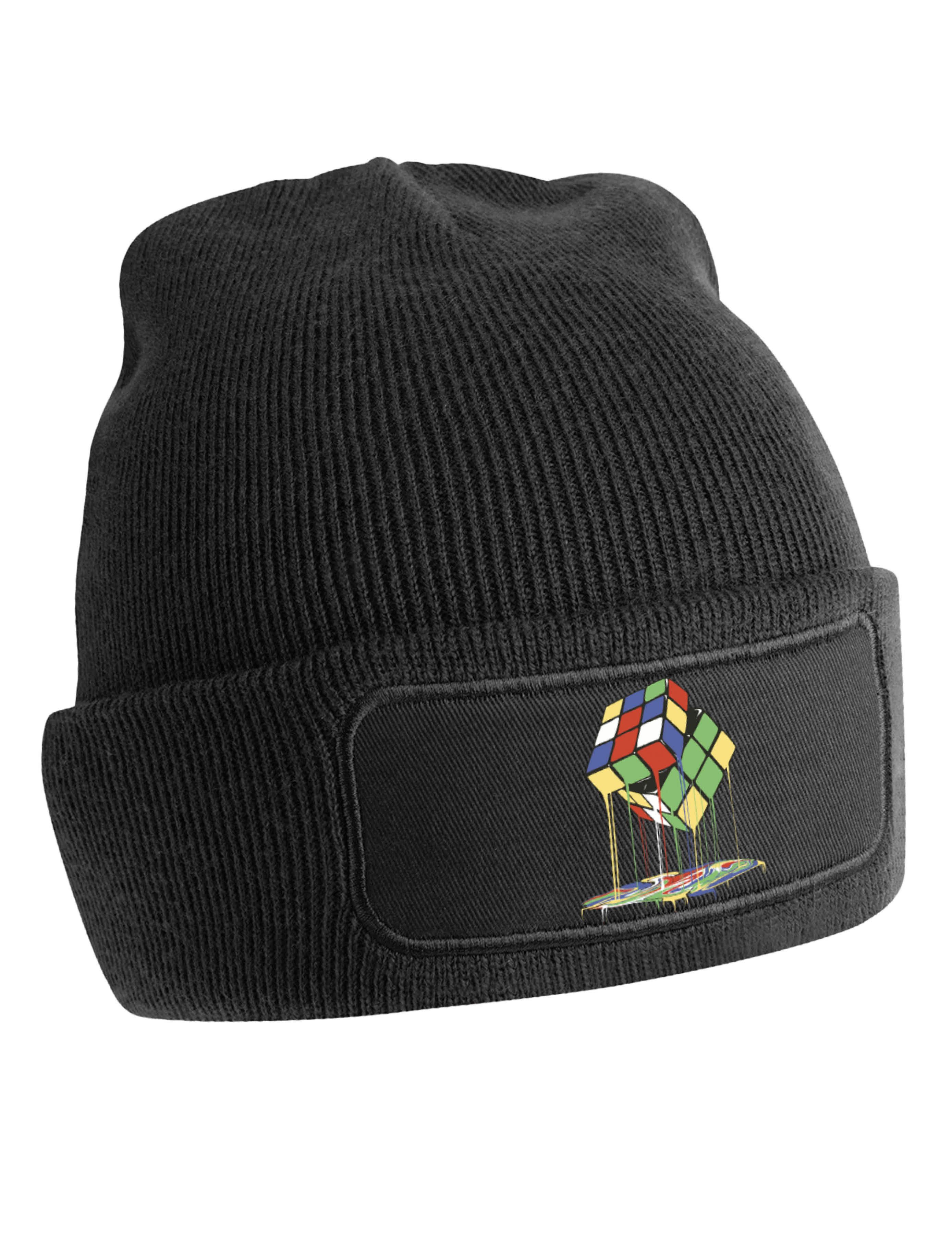 Youth Designz Beanie Unisex Kinder Beanie Mütze ZAUBERWÜRFEL Bunter Würfel Print Geschenk mit lustigem Aufdruck für Jungen und Mädchen Statement