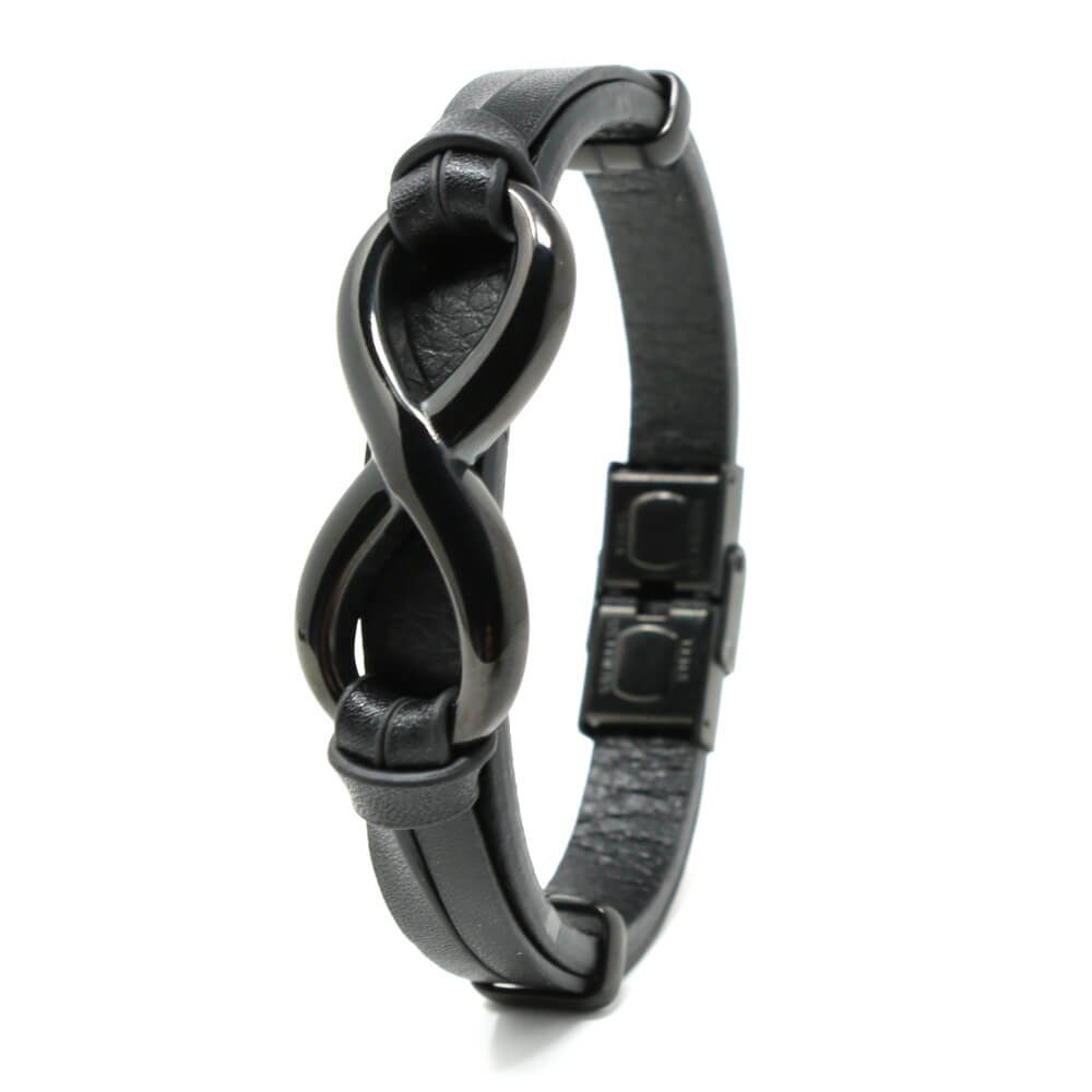 DALMARO.de Lederarmband Leder Armband INFINITY BLACK, Herren Armband inkl. Schmuckschachtel