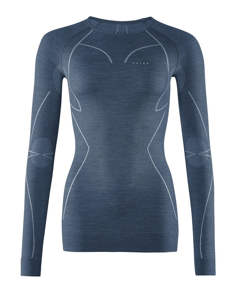 FALKE Langarmshirt Wool Tech (Merinowolle) Unterwäsche blau Damen günstig online kaufen