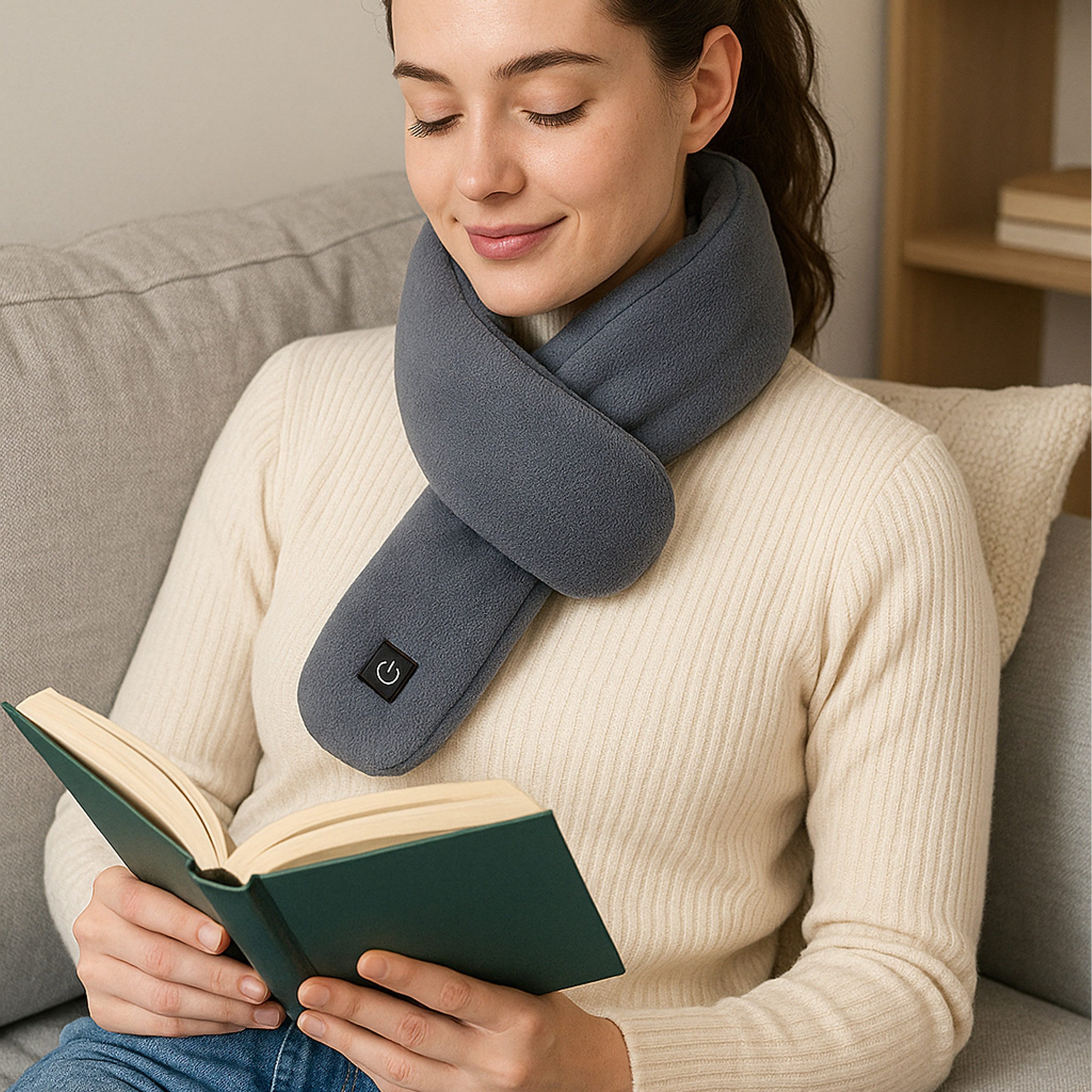 Realb2b Nackenhörnchen Heizschal USB beheizter Schal 3 Stufen Winter Wärmeschal grau, USB Heizschal 3 Stufen Wärmeschal 80x10 cm grau ohne Powerbank, Heizschal USB Wärmeschal 3 Stufen Winter Schal beheizt grau, 3 Heizstufen USB Betrieb waschbar weich leicht kompakt grau