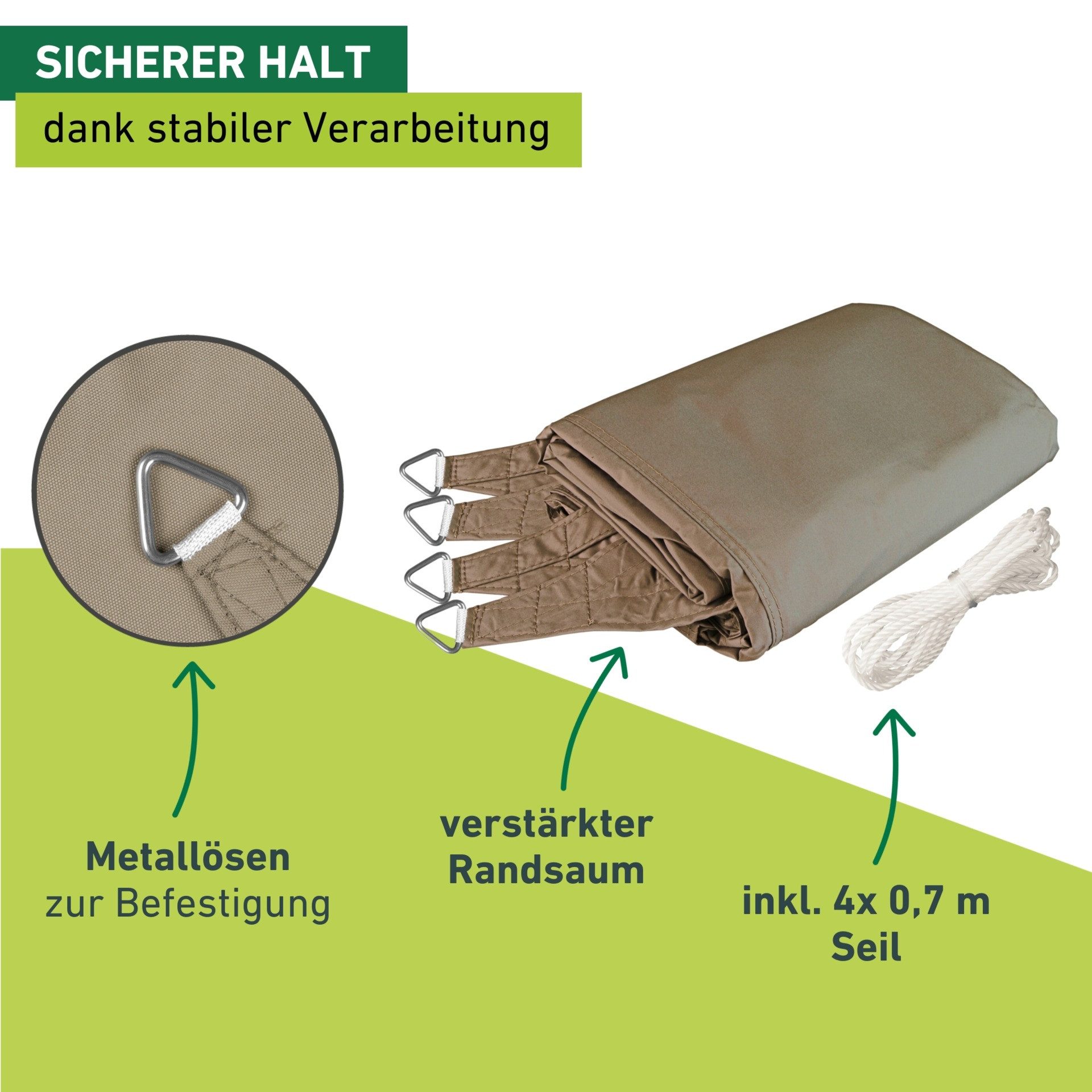 Windhager Sonnensegel Cannes Rechteck, 3x4m, taupe