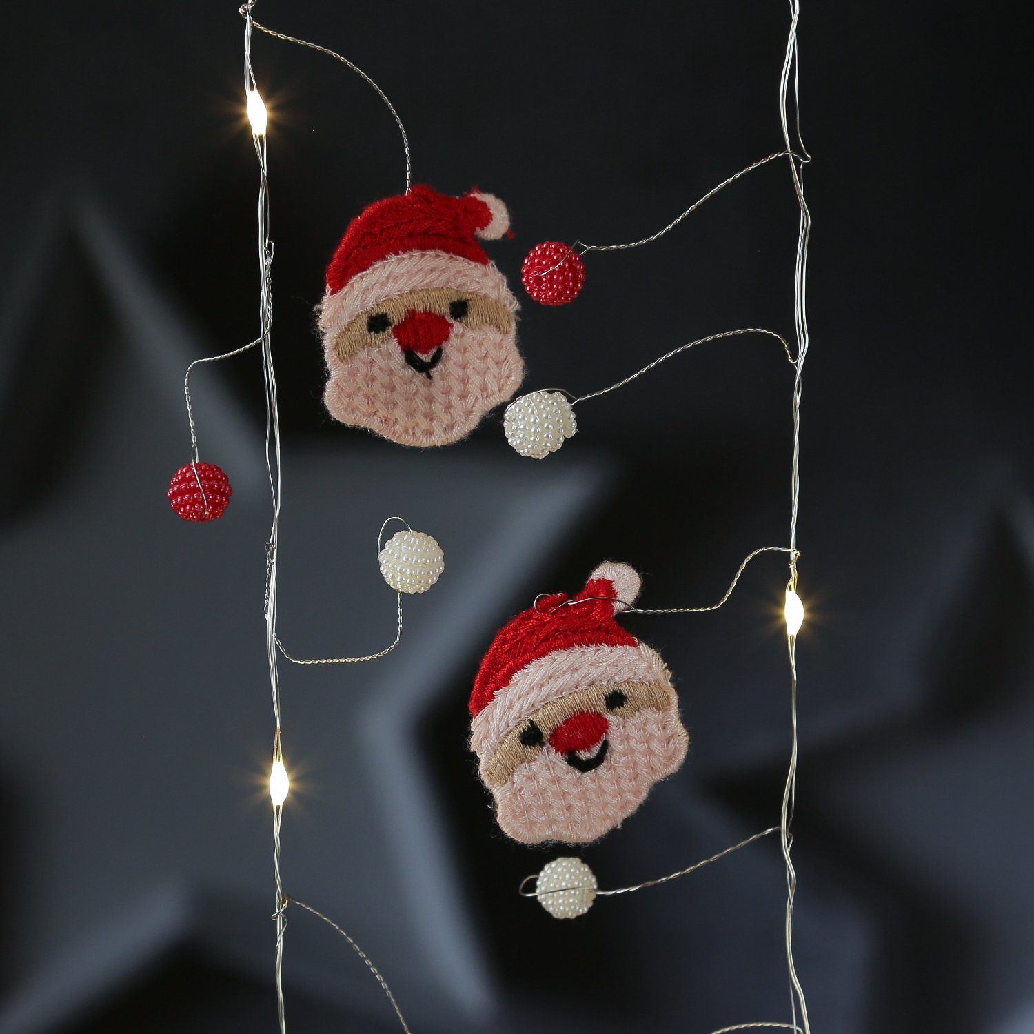 MARELIDA LED-Lichterkette Nikolaus Weihnachtsmann Deko Draht Weihnachtsgirlande 20LED L: 1,9m, 20-flammig