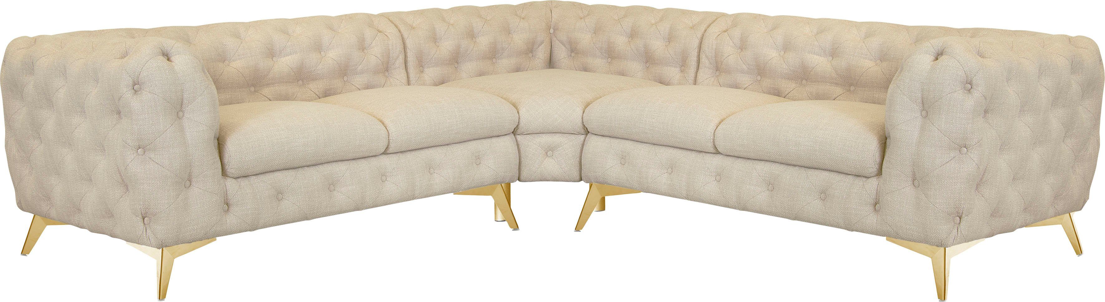 Leonique Chesterfield-Sofa "Ecksofa GLYNIS L-Form mit Wellenunterfederung, günstig online kaufen