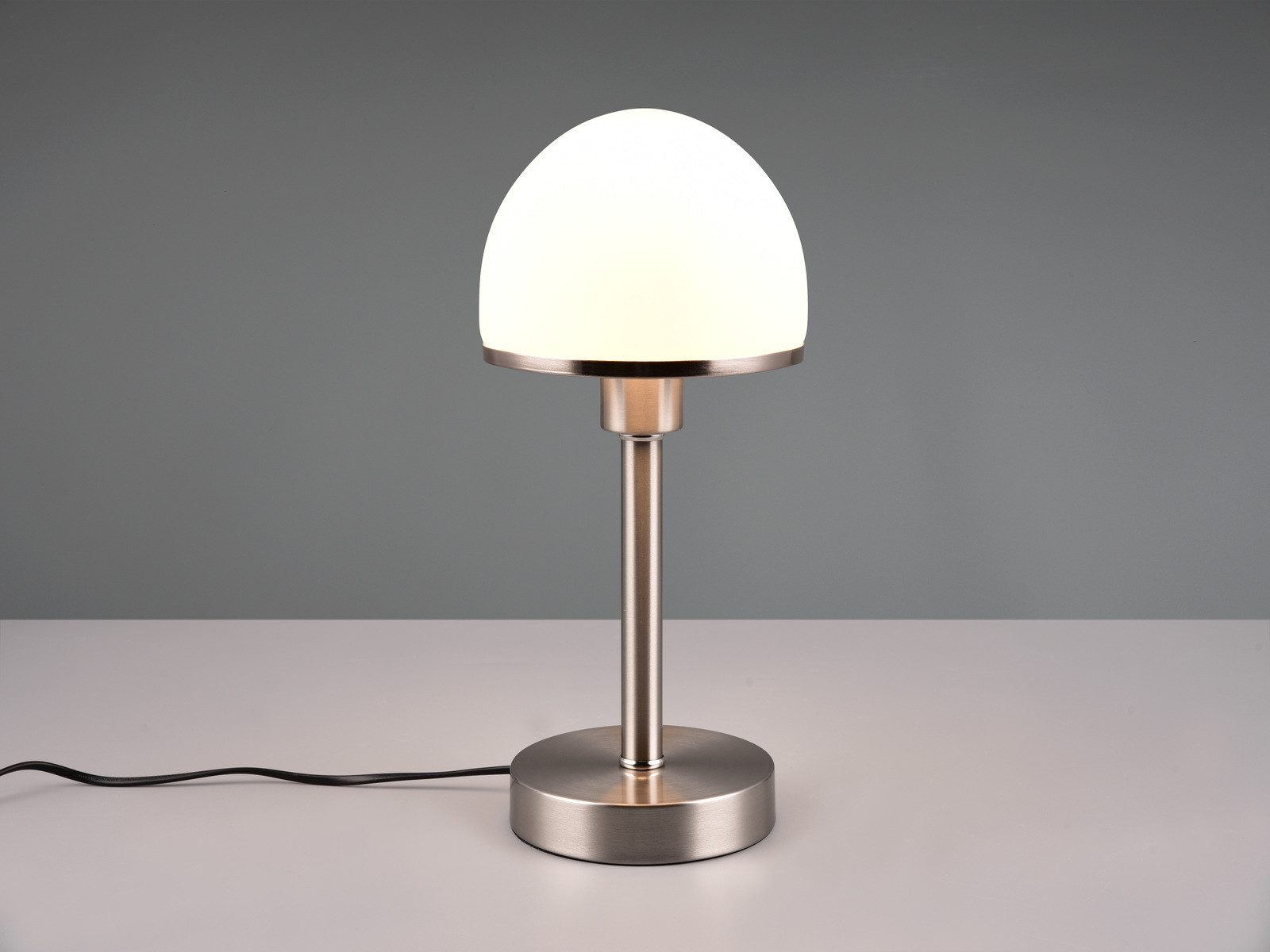 TRIO Leuchten LED Nachttischlampe, Dimmfunktion, LED wechselbar, Nachttisch-lampe dimmbar Touch Fensterbank Glas Lampenschirm Höhe 39cm