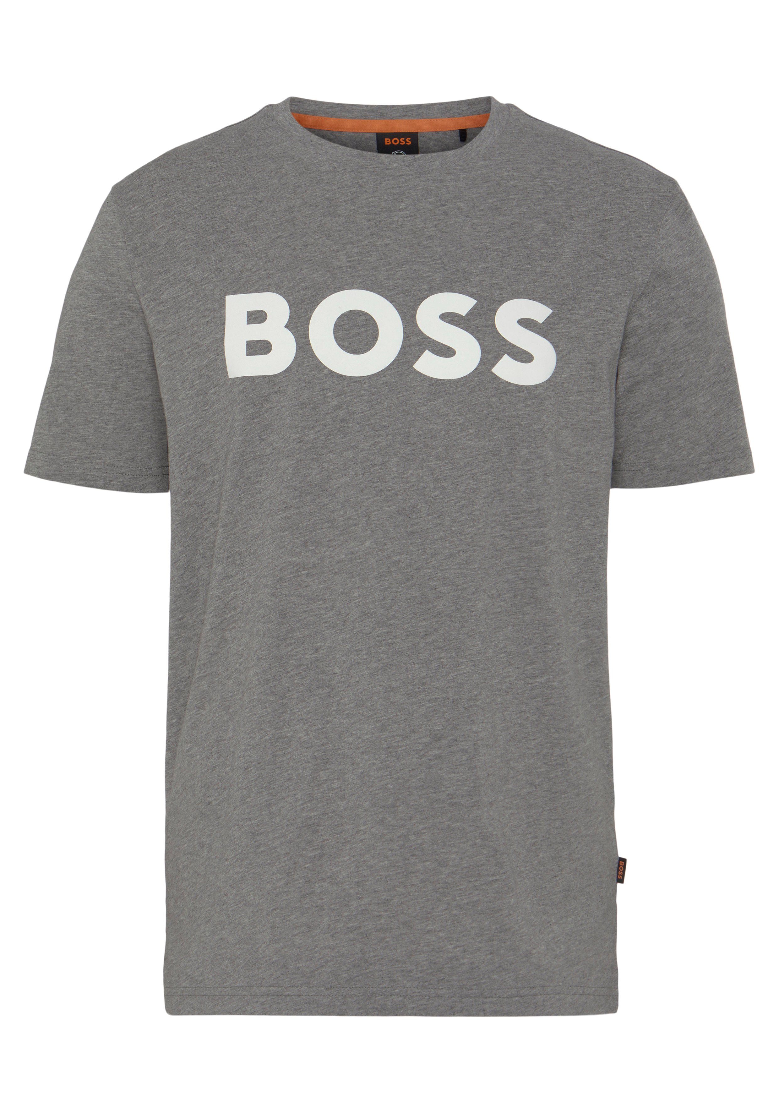 (1-tlg) ORANGE pastel light T-Shirt mit grey051 BOSS Thinking 1 Logodruck