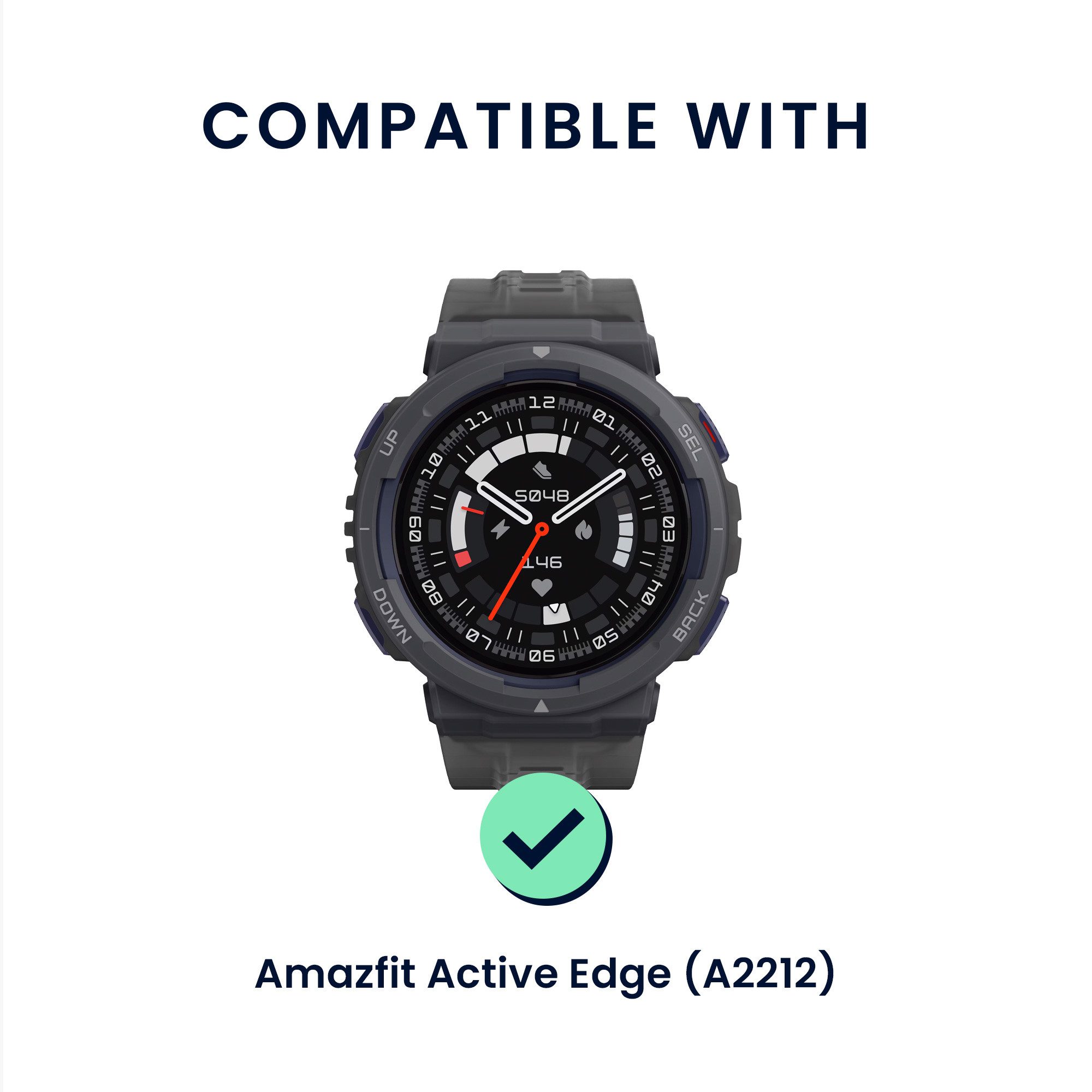 kwmobile Ersatzarmband für Amazfit Active Edge (A2212) Armband Smartwatch, 1-tlg., Sportarmband aus Kunstleder und Silikon mit Uhrenverschluss